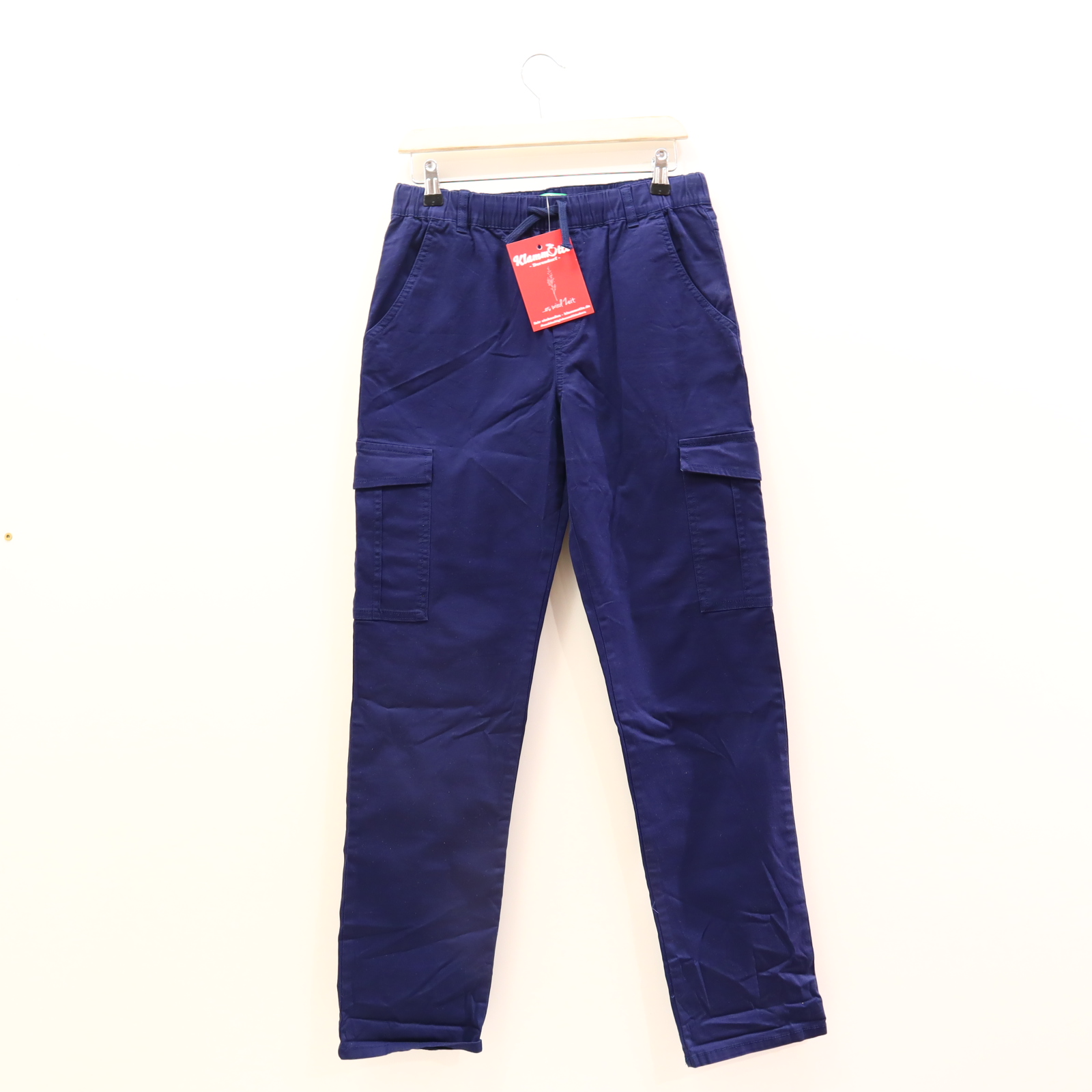 Hose BENETTON 164 Cargo blau Gummibandzug/Kordelzug Baumwolle/Elasthan/Twill