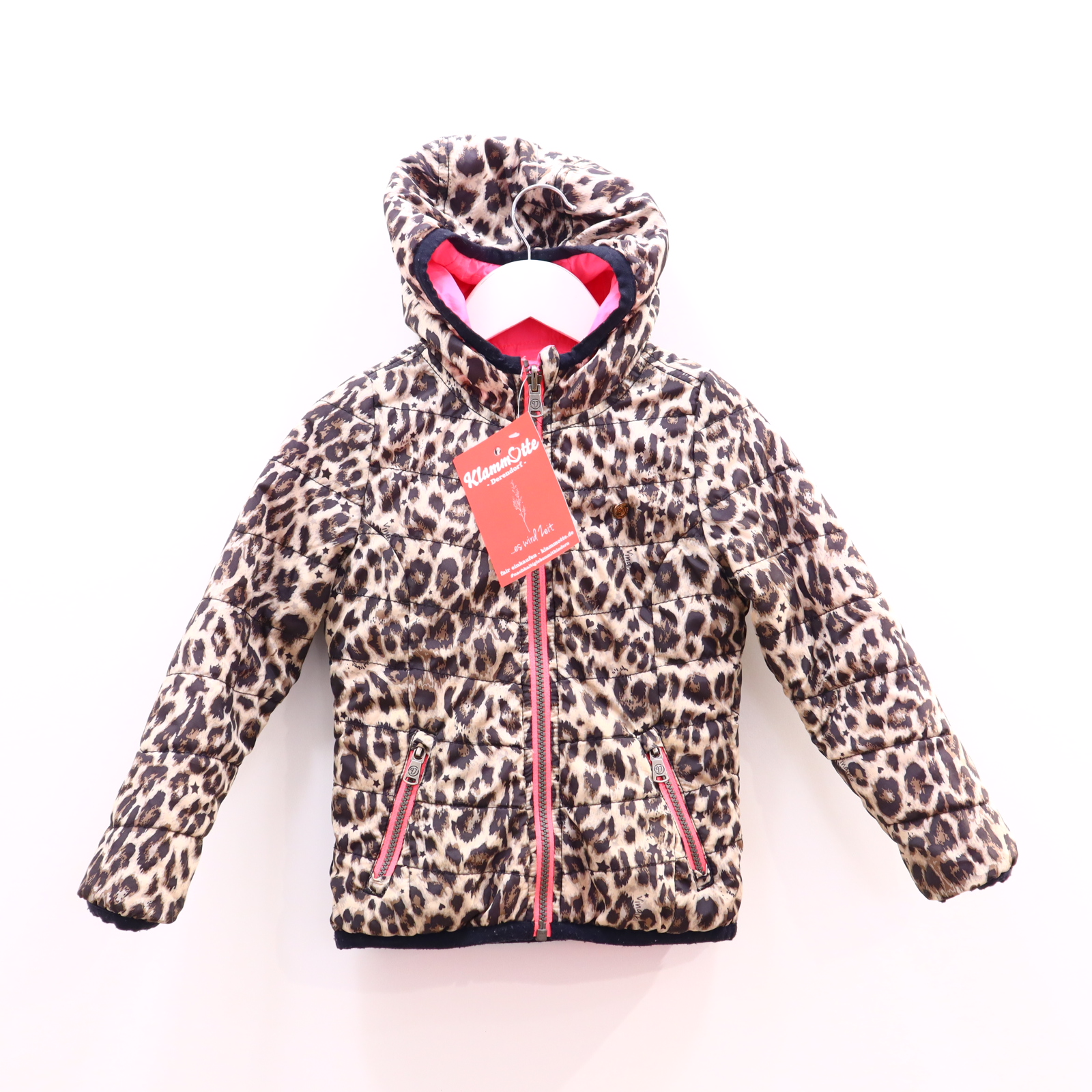 Jacke VINGINO Blouson/Steppjacke/Wendejacke 104 creme/pink/schwarz Übergang Animalprint