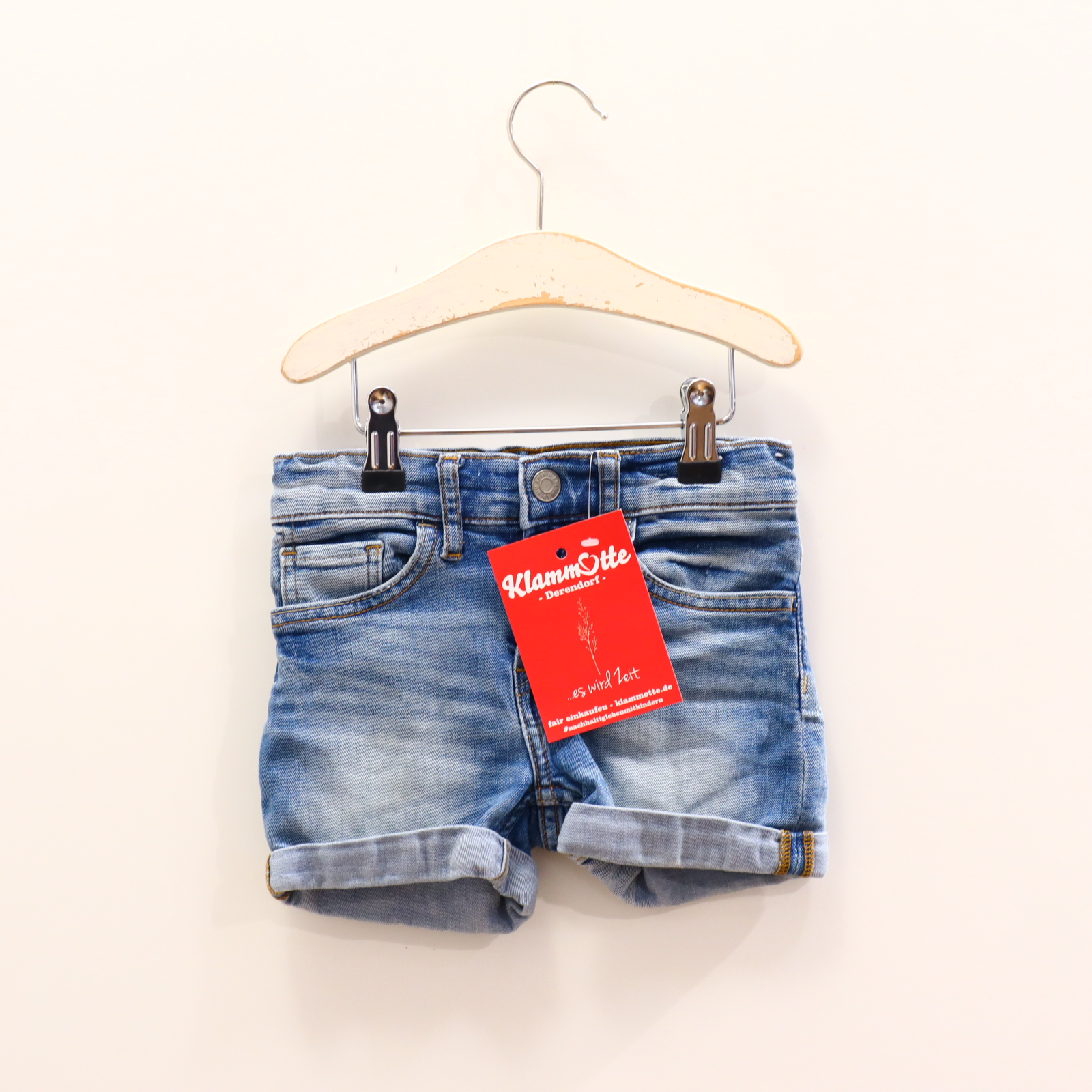 Hose H&M Jeans 98 blau Denim Druckknopf/Reißverschluß/verstellb. Bund Slim