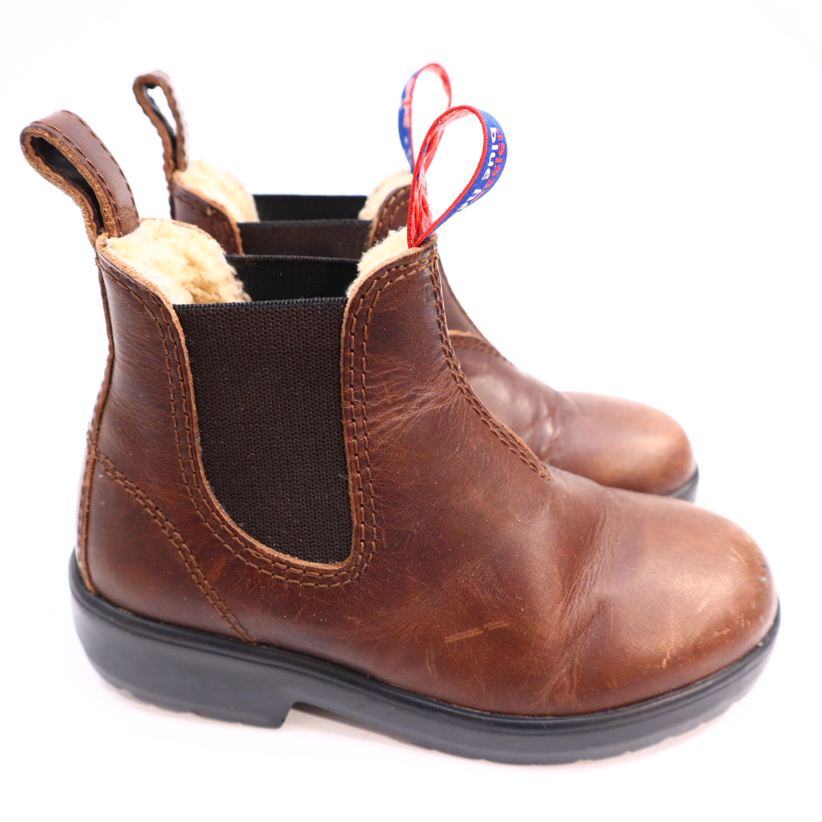 Halbschuhe blue heeler Chelseaboots 28 braun Leder Lammfell Herbst/Winter leichte gleichmäßige Ablaufspuren FAIR TRADE