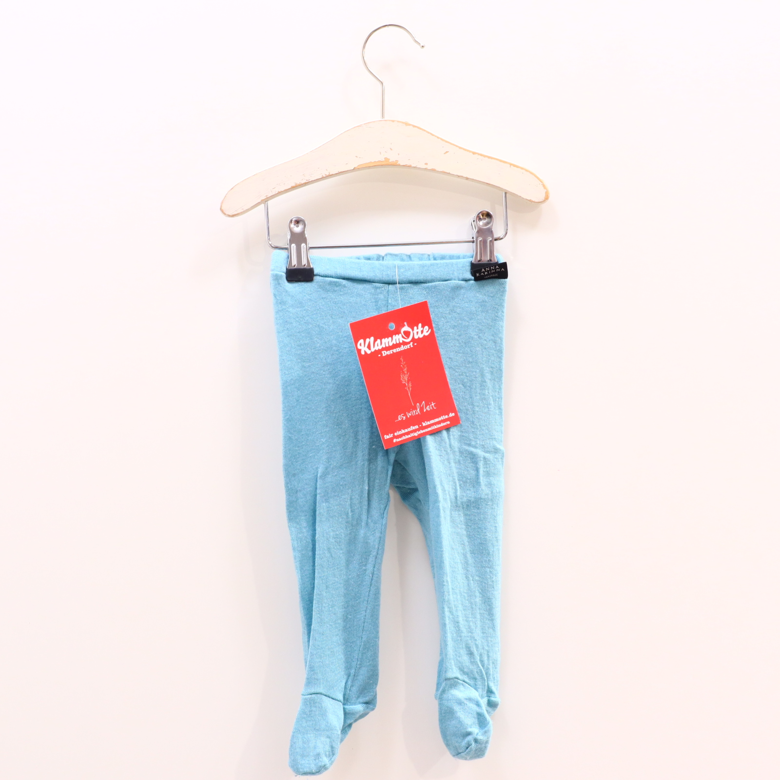 Hosen & Strampler ANNA KARINNA 68 türkis mit Fuß/Strickhose Merinowolle Gummibandzug