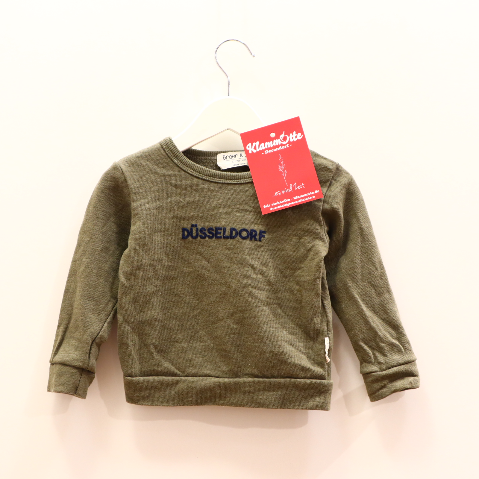 Oberteil Broer & Zus 86 oliv melange/Print Sweatshirt Biobaumwolle