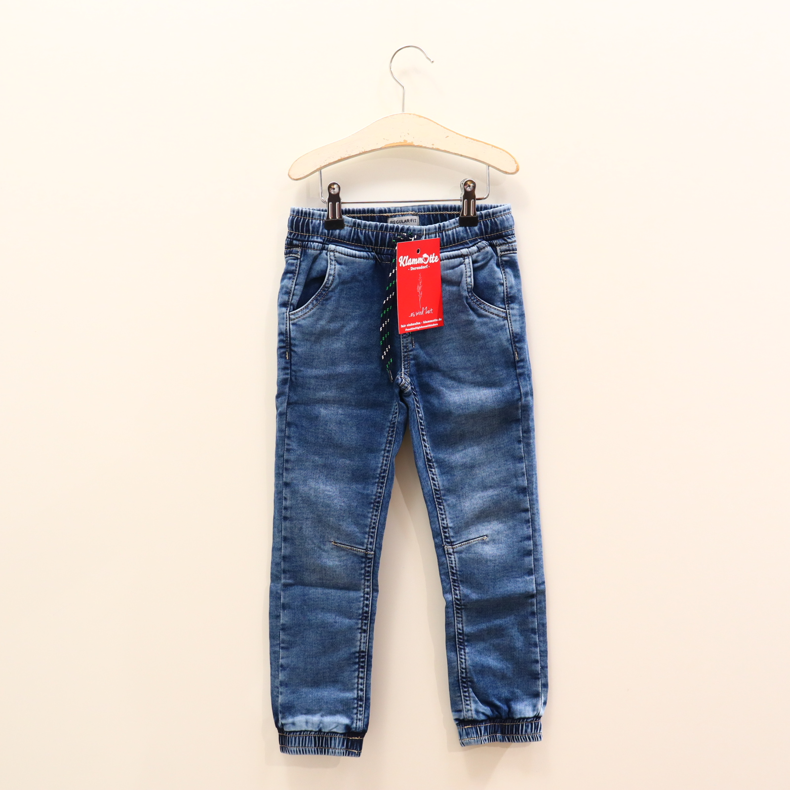 Hose Jako-O 110 Jeans/Jogger blau Gummibandzug/Kordelzug Denim regular neuwertig
