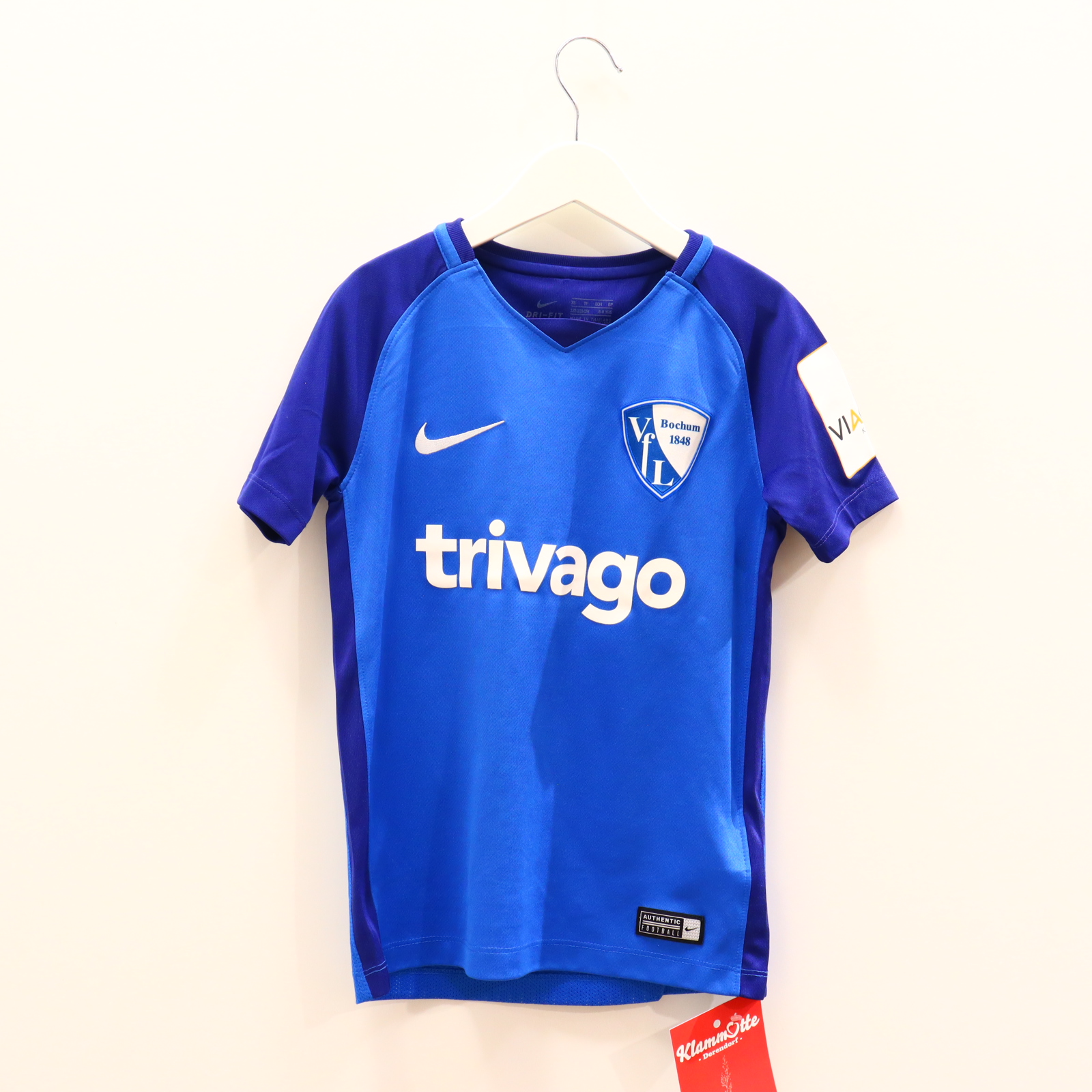 Oberteil NIKE Gr. 122/Gr. 128 kurzarm/Trikot blau Polyester Applikation/Logo/Print VfL Bochum