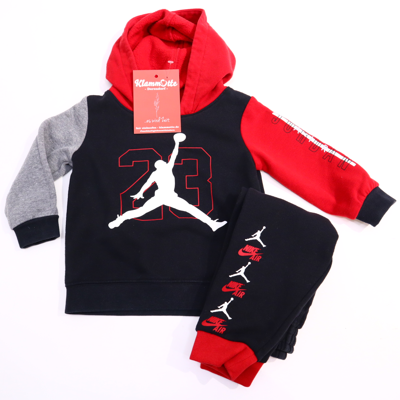 Oberteil AIR JORDAN 80/86 grau/rot/schwarz Logo/Print Jogginganzug/Trainingsanzug Baumwolle/Polyester