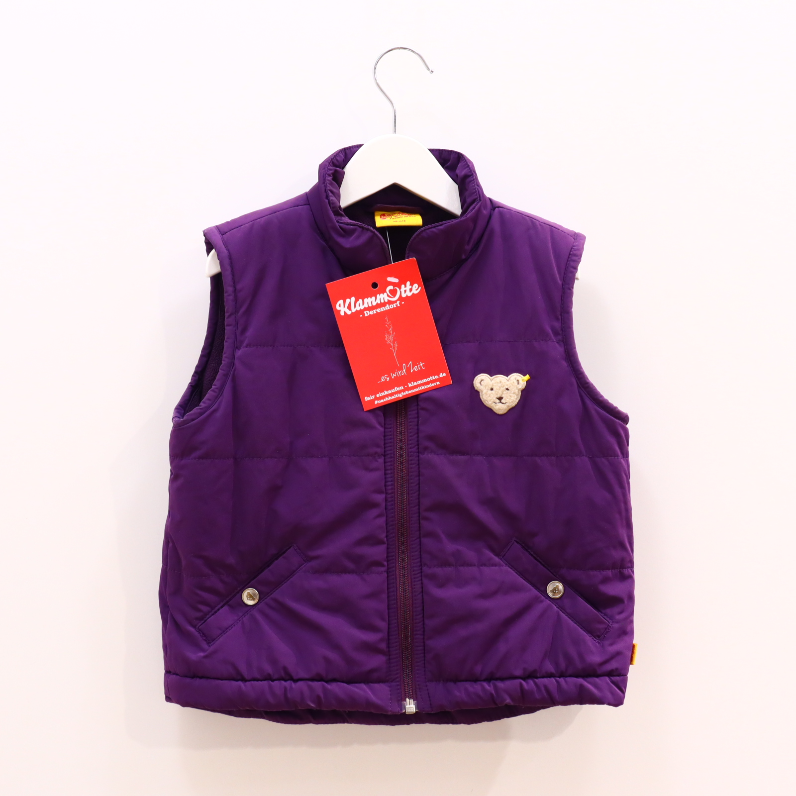 Jacke Steiff Steppweste 98 lila Applikation/Logo