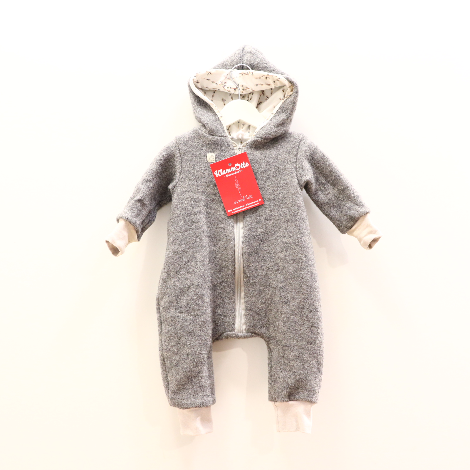 Jacken & Overalls Handmade Wollwalkoverall 68 grau Jerseyfutter melange