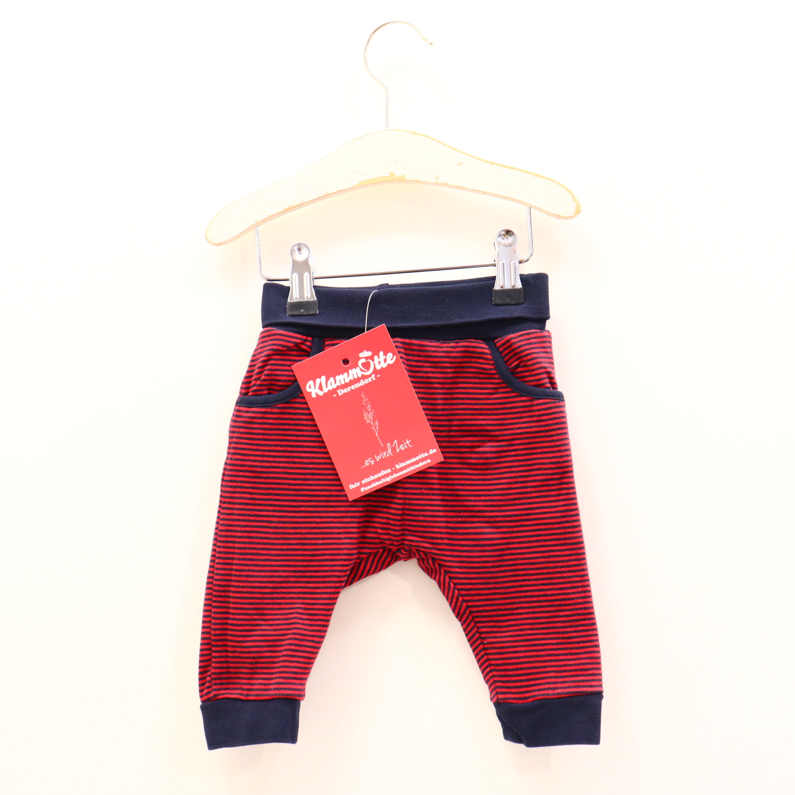 Hosen & Strampler Steiff 68 blau/rot Applikation/gestreift/Logo Jogger/Schlupfhose Baumwolle/Doublelayer/Elasthan/Jersey Komfortbund Herbst/Winter