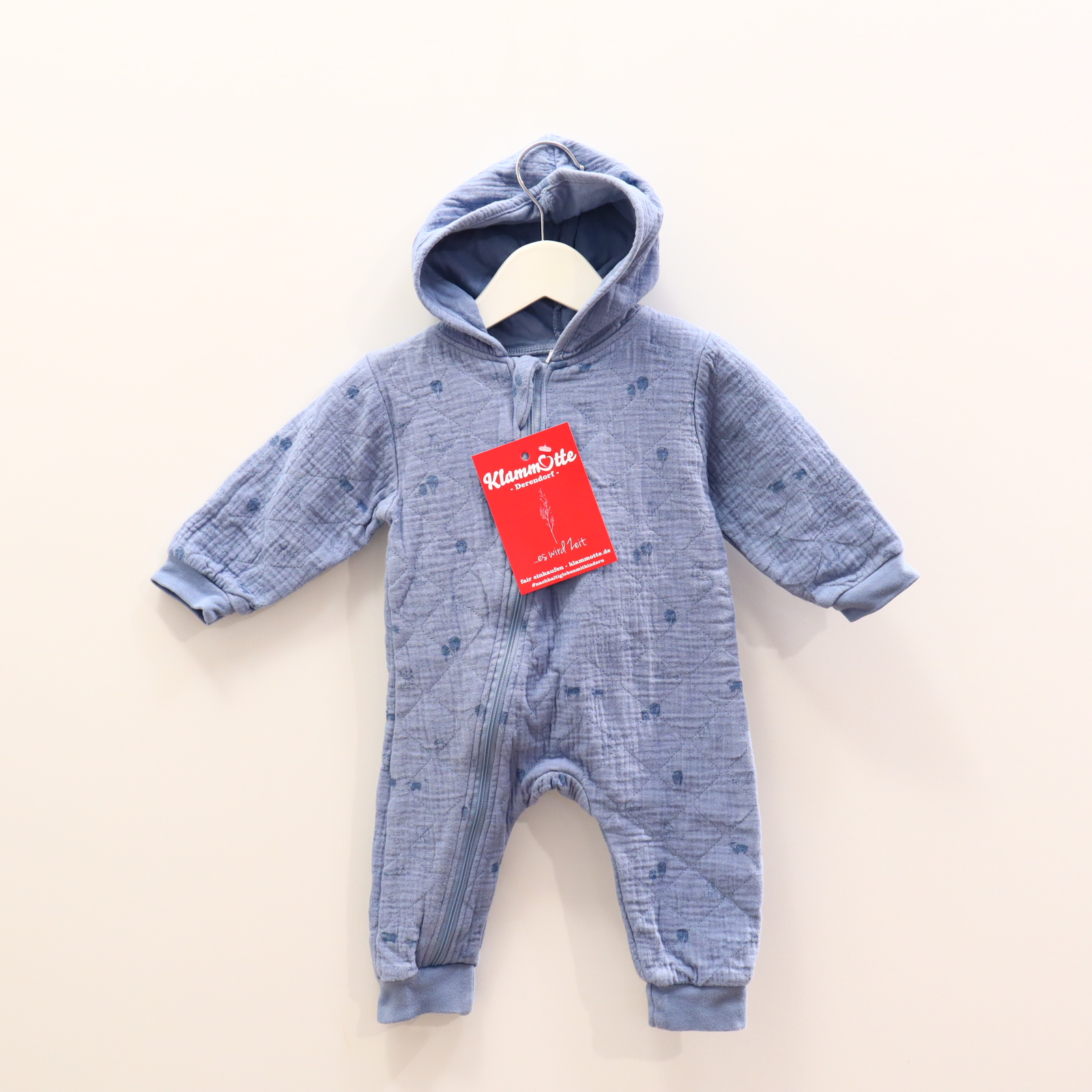 Oberteil Little 62 blau Alloverprint Einteiler ohne Fuß/Overall Baumwolle/Musselin Jerseyfutter