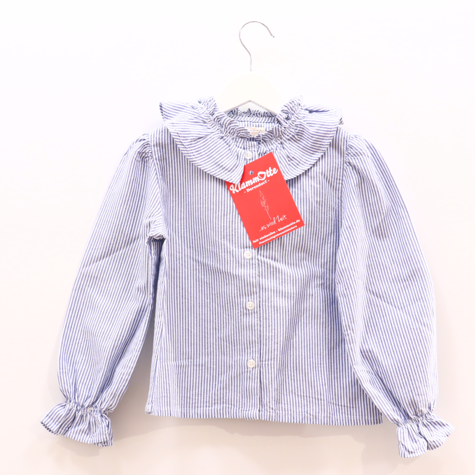 Oberteil GOCCO 110/116 blau/weiß gestreift Bluse/langarm Baumwolle/Oxford