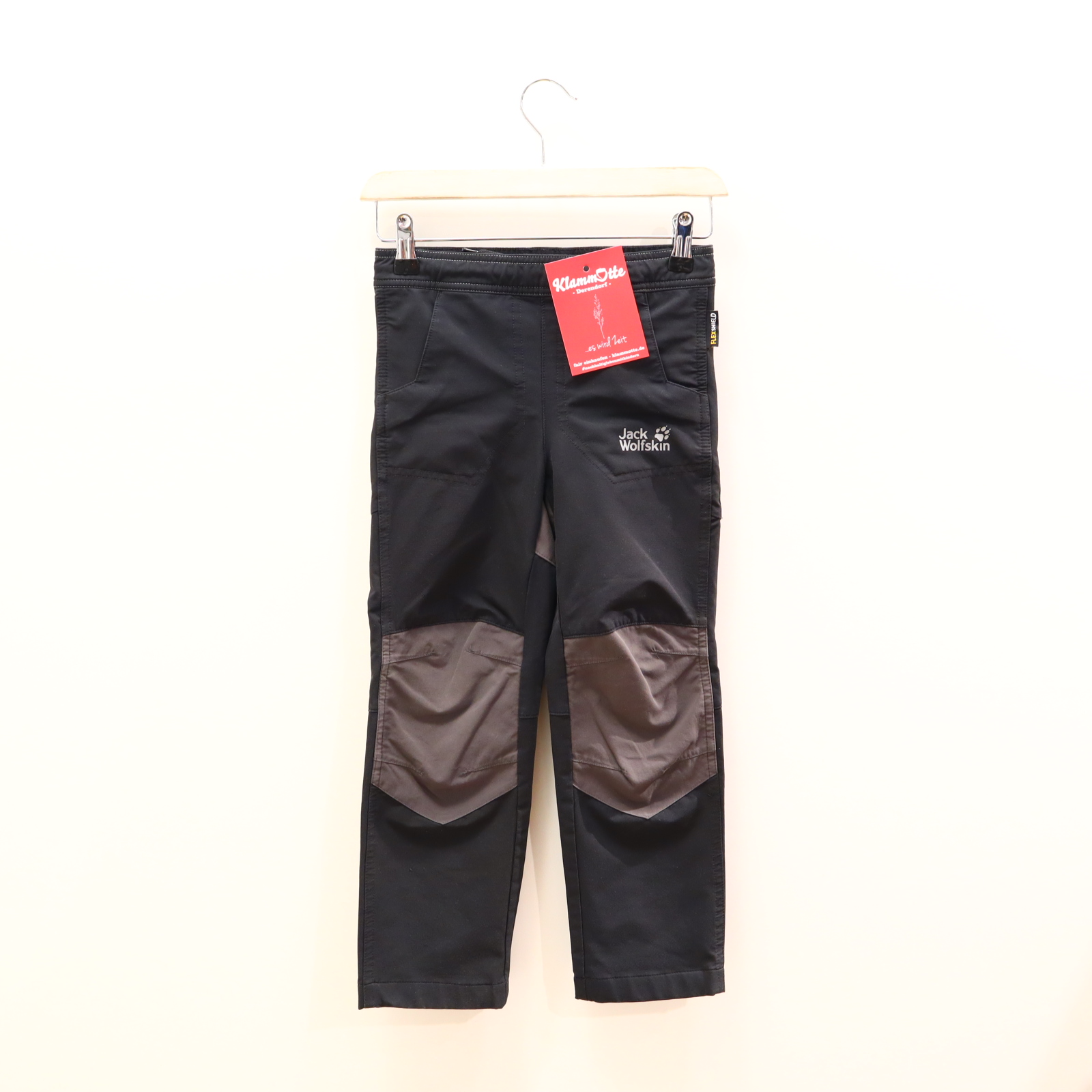 Hose Jack Wolfskin 116 Funktionshose/Outdoorhose schwarz Gummibandzug/Kordelzug FLEXSHIELD/Polyamid