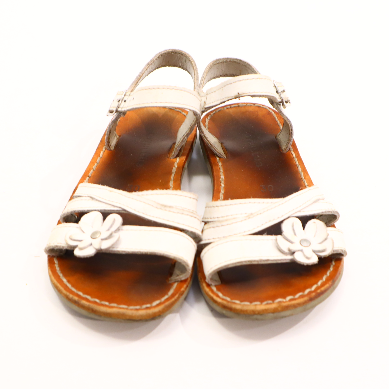 Sandalen CYRILLUS 30 weiß Leder leichte gleichmäßige Ablaufspuren