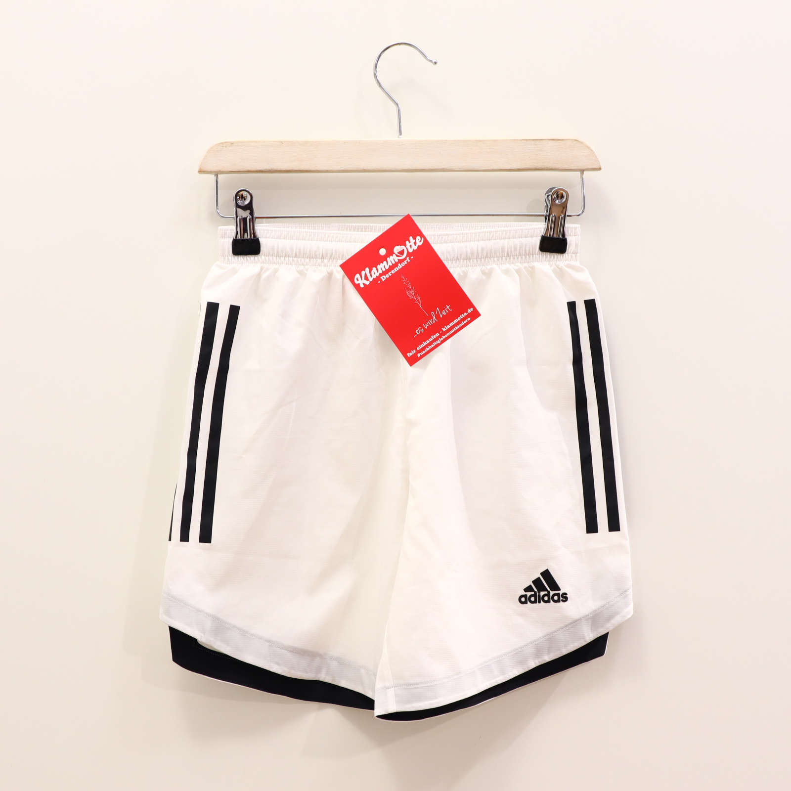 Hose adidas 152 Short/Sporthose weiß Logo/Print Gummibandzug/Kordelzug