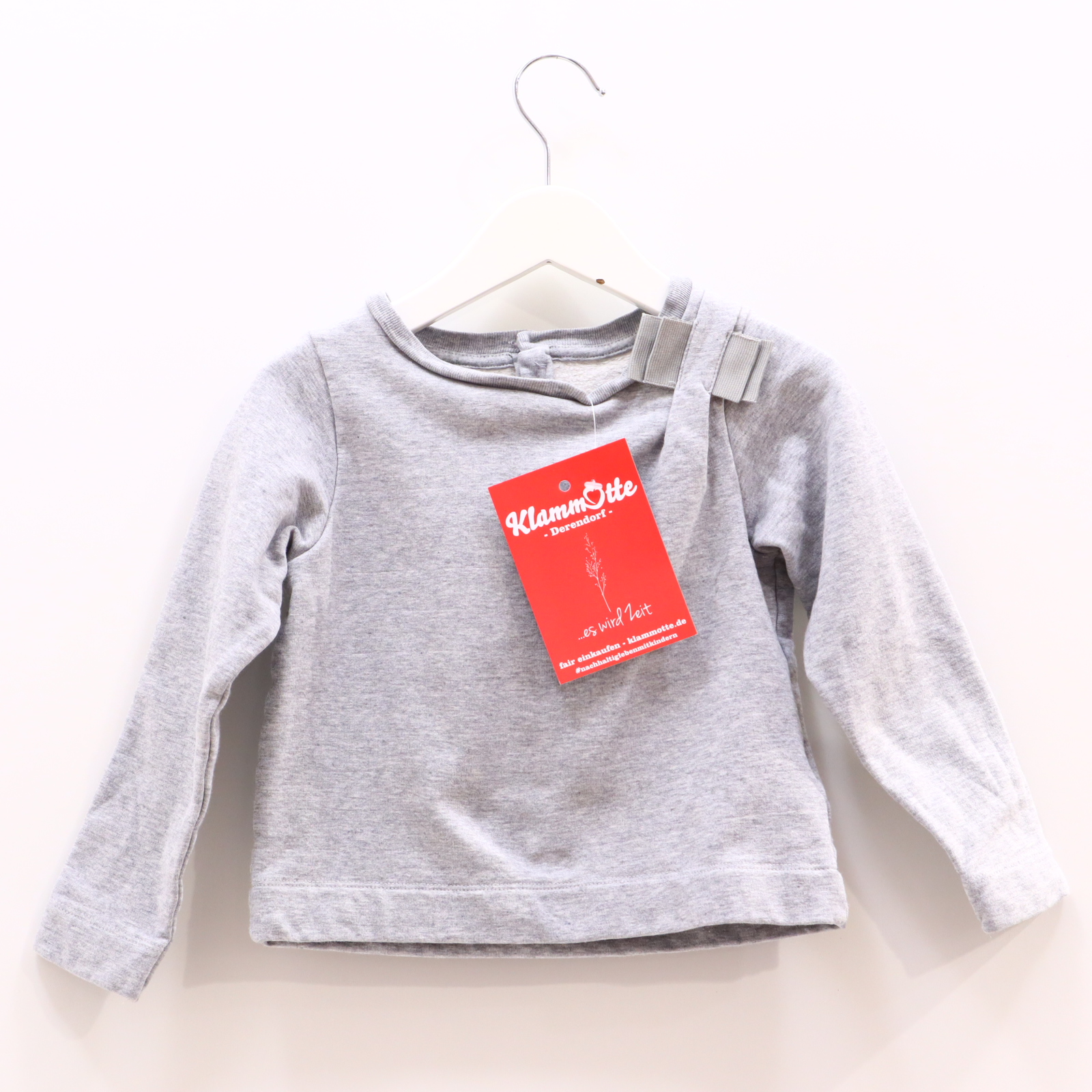 Oberteil jacadi 104 grau melange/Schleife Sweatshirt Baumwolle/Elasthan