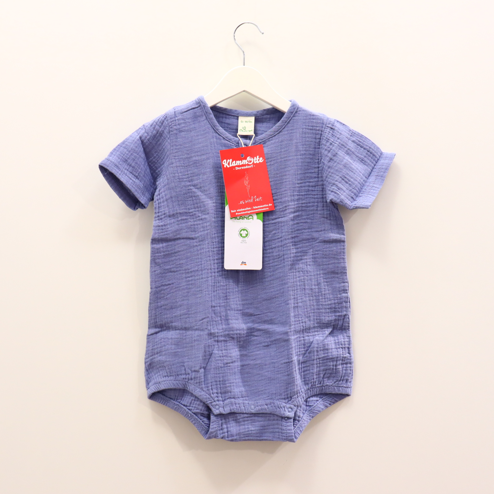 Body ALANA 98/104 blau kurzarm Bio-Baumwolle/Musselin NEU!