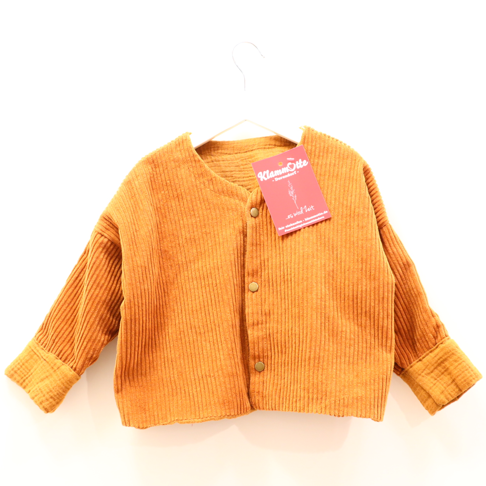 Jacke Handmade 98/104 karamell Cord/Musselin