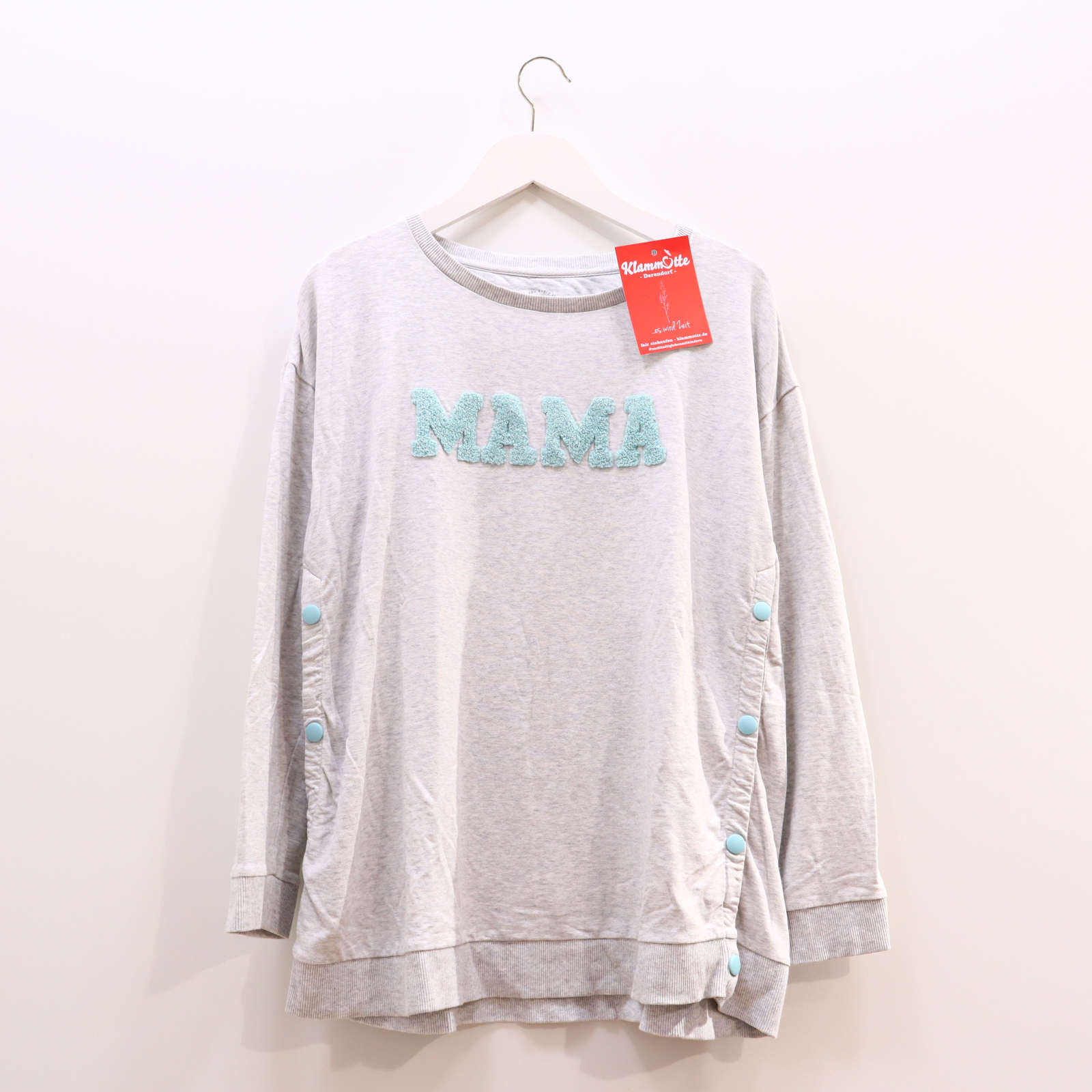 Pullover Seraphine Stillmode/Sweatshirt M 38/40 grau Applikation/melange Baumwolle/Elasthan/Viskose