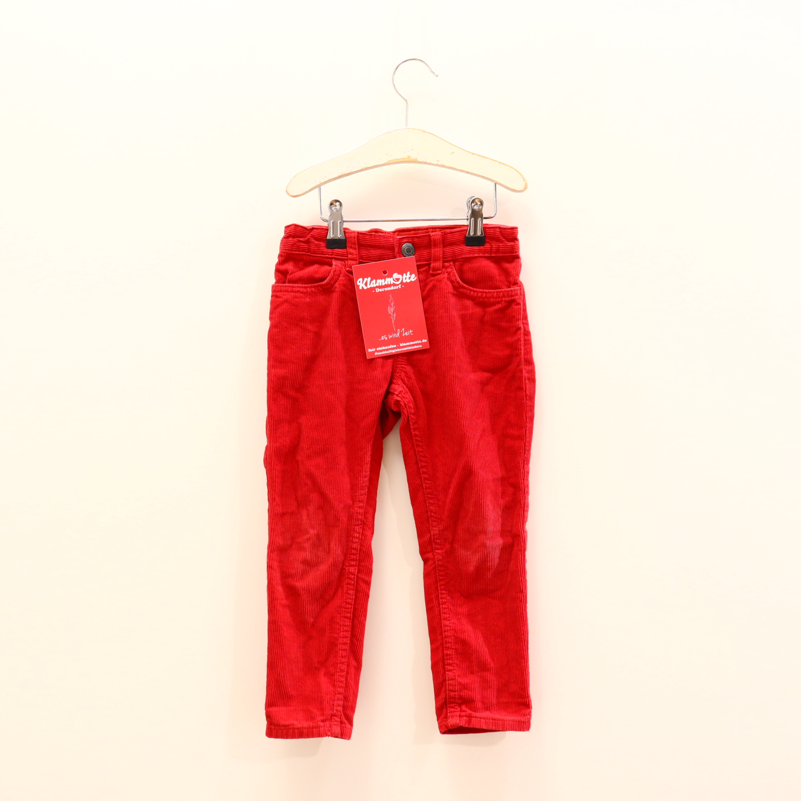Hose H&M 104 rot melange Druckknopf/verstellb. Bund Cord Slim