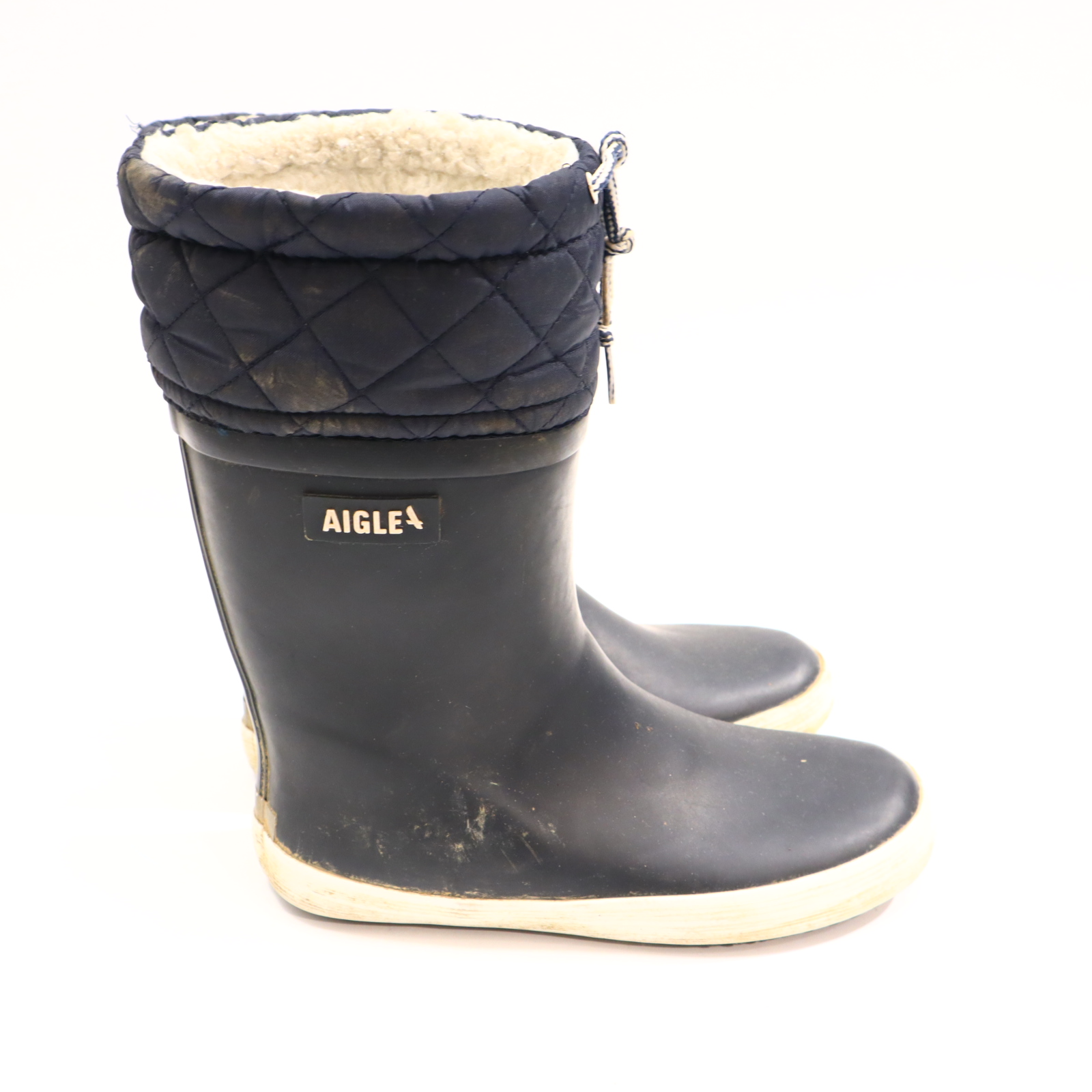 Gummistiefel AIGLE 34 blau Naturkautschuk gefüttert Schmutzränder