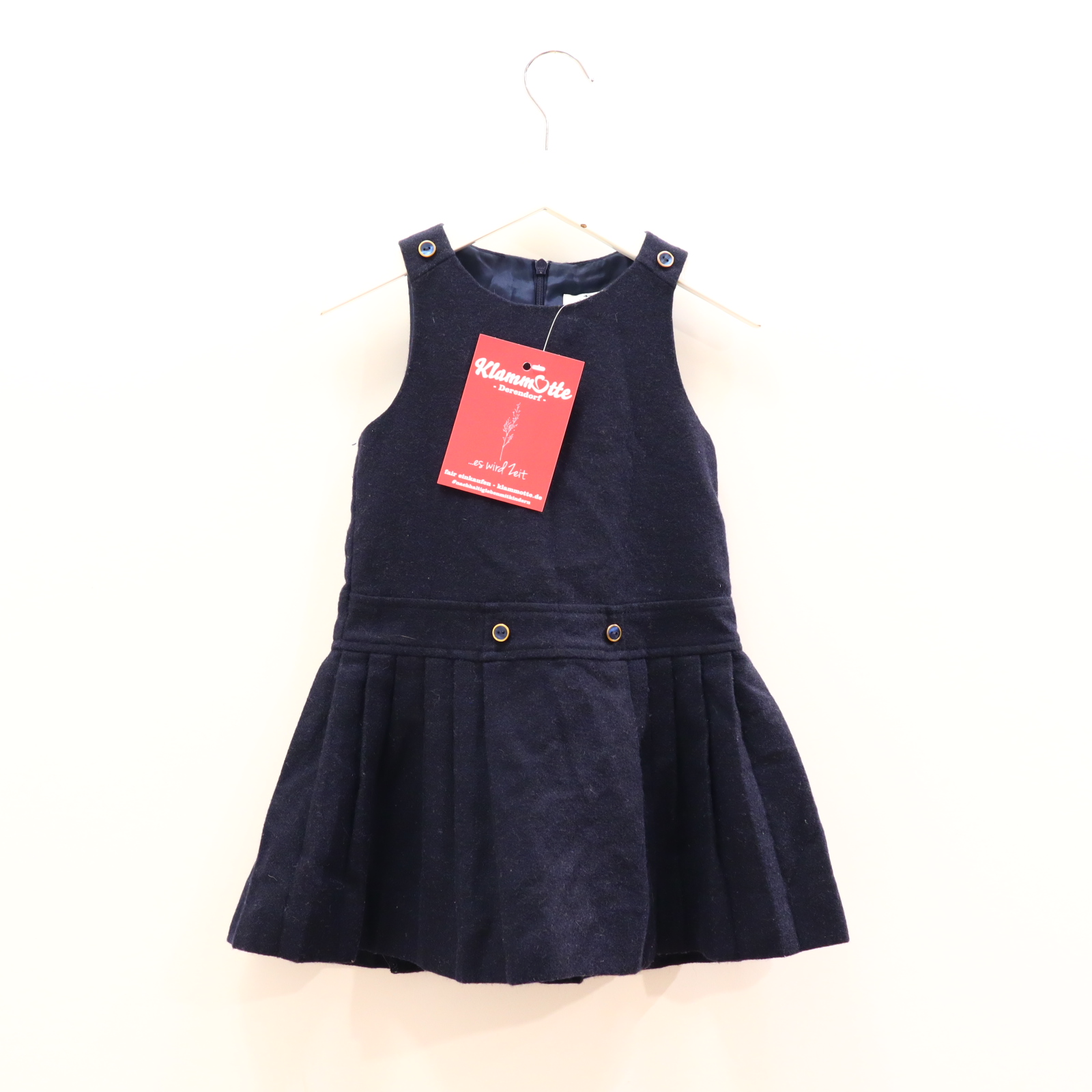 Kleider & Röcke CYRILLUS Flanellkleid/Wollkleid 92/98 blau Polyester/Wolle Reißverschluß