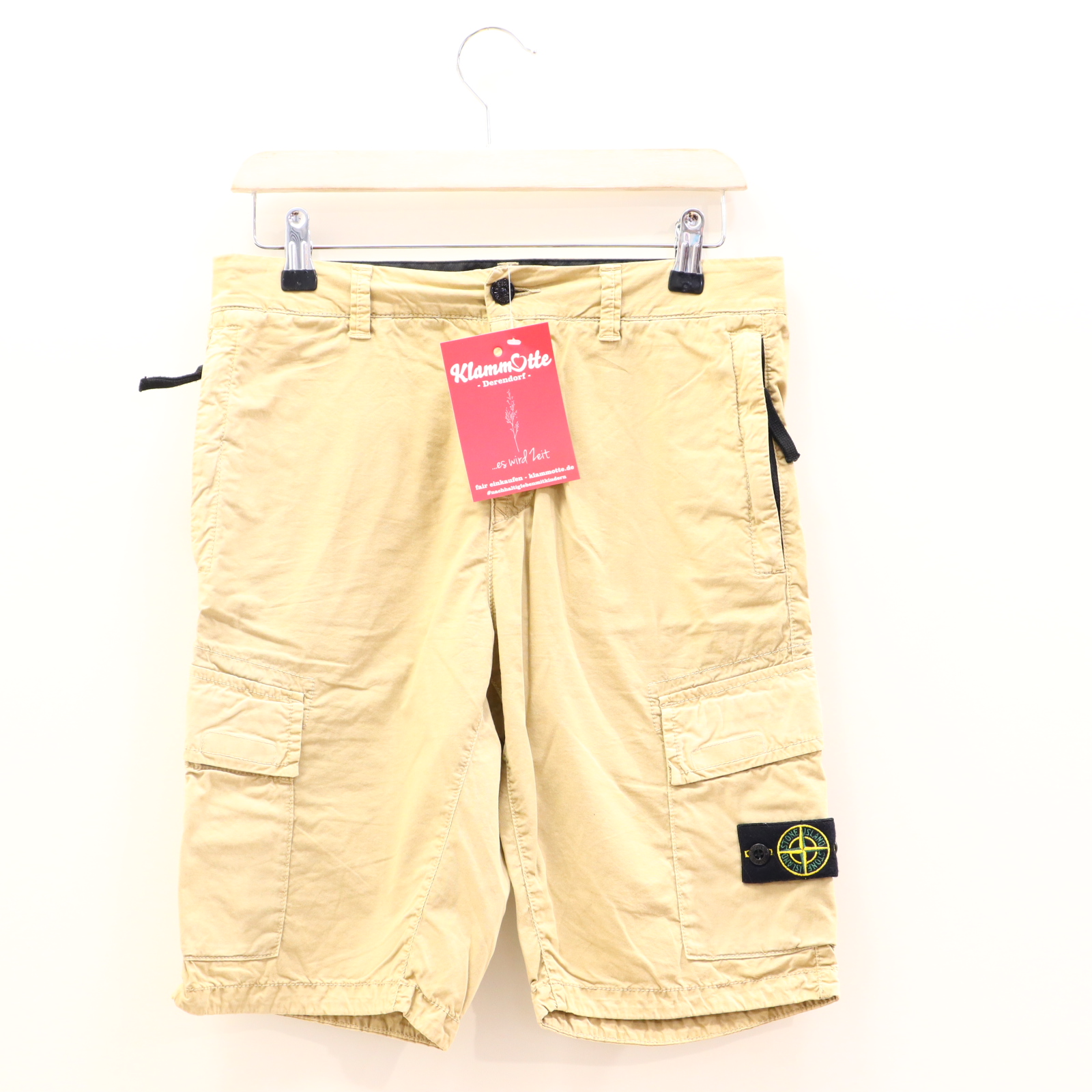 Hose STONE ISLAND 152/158 Cargo/Short sand Applikation/Logo Knopf/Reißverschluß Baumwolle/Elasthan