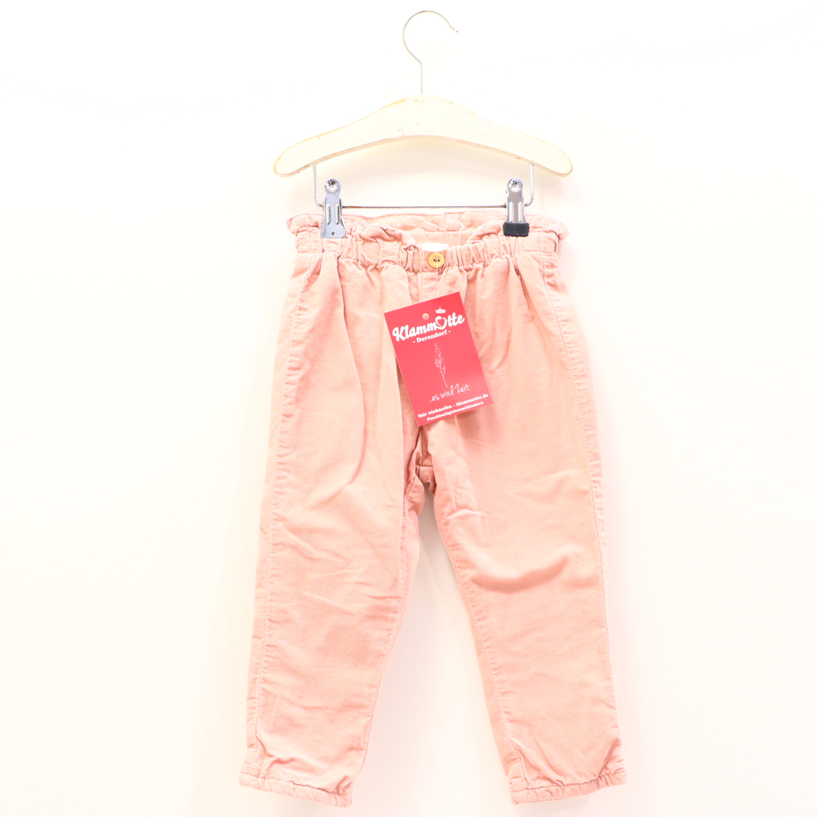 Hose H&M 92 rosa Cord Gummibandzug/verstellb. Bund gefüttert/Jerseyfutter Herbst/Winter