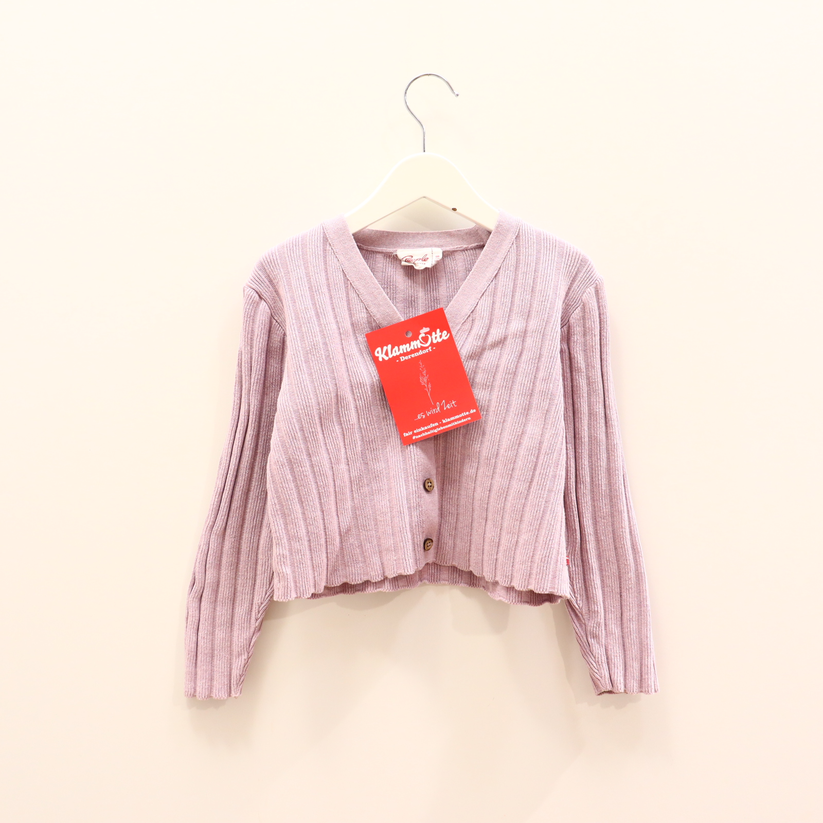 Oberteil People Wear Organic 98/104 flieder Rippstrick Strickjacke Biobaumwolle