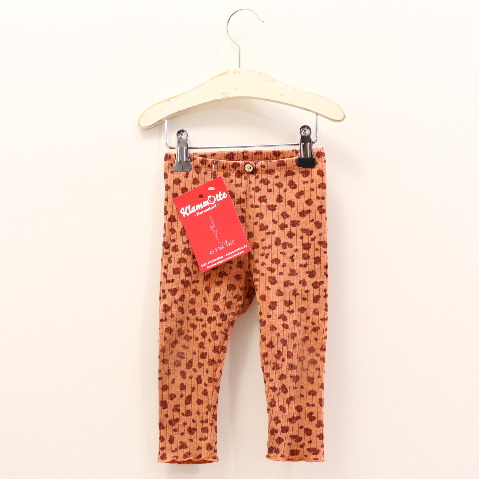 Hosen & Strampler PLAY UP 80 ocker animalprint/Rippstrick Legging Bio-Baumwolle/recycelte Baumwolle/recyclter Polyester Gummibandzug