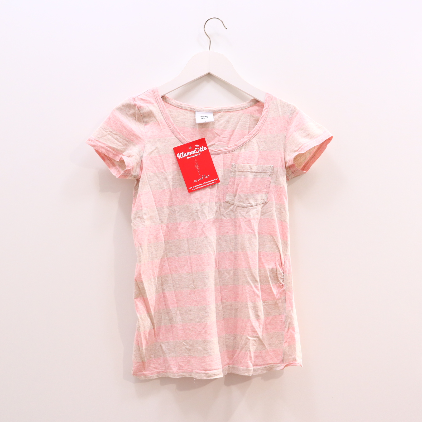 Shirt mamalicious S/36 grau/rosa Baumwolle/Polyester gestreift/melange kurzarm