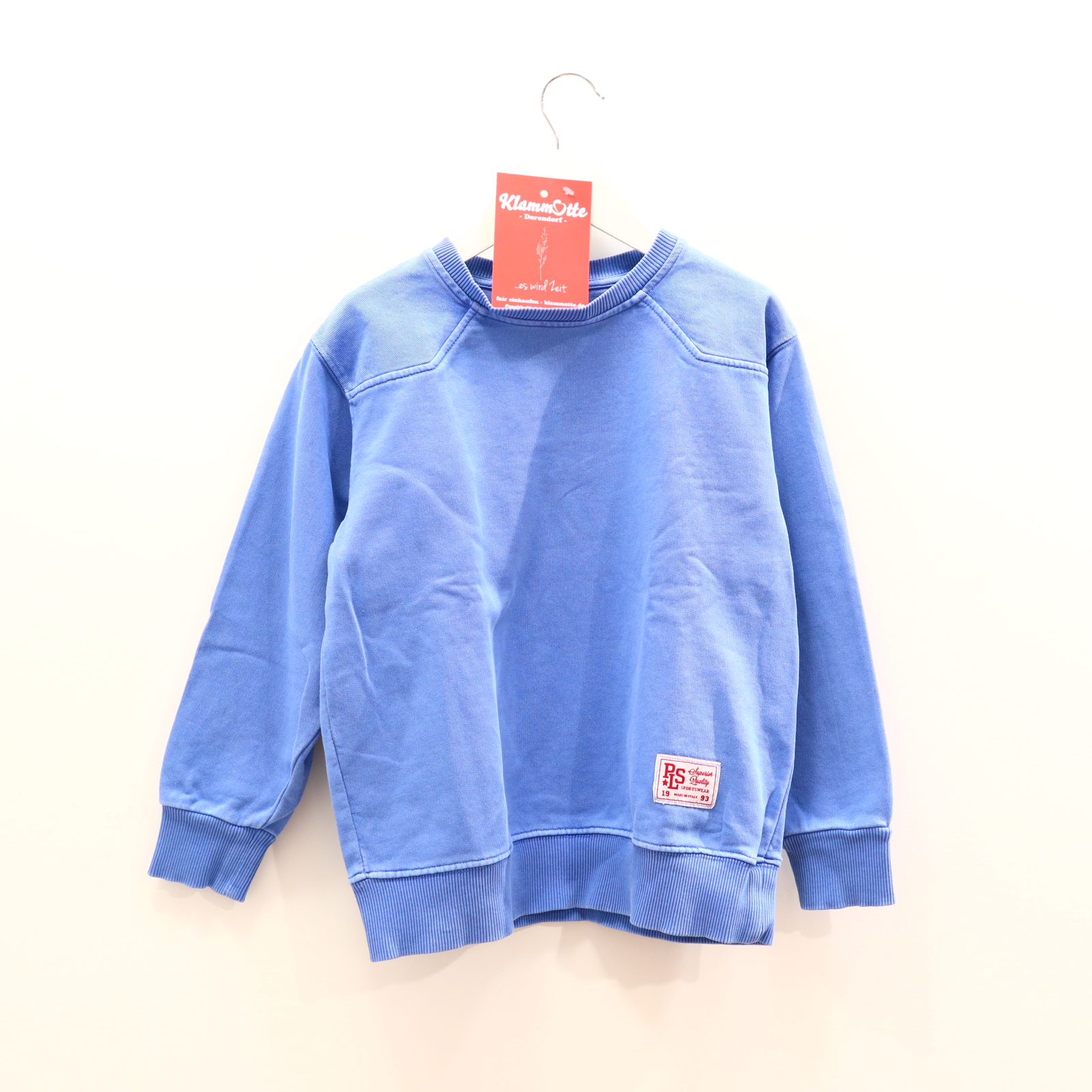 Oberteil PLEASE Gr. 128 Sweatshirt blau Baumwolle