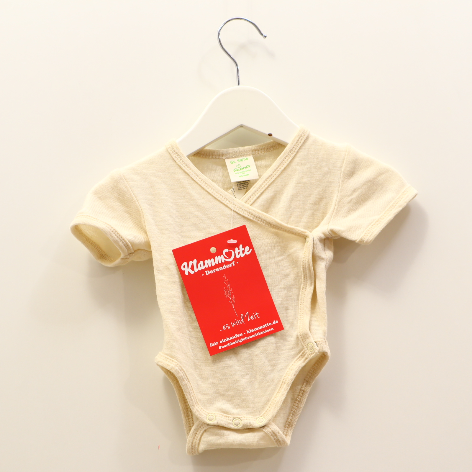 Body ALANA 50/56 creme kurzarm/Wickelbody Schurwolle/Seide