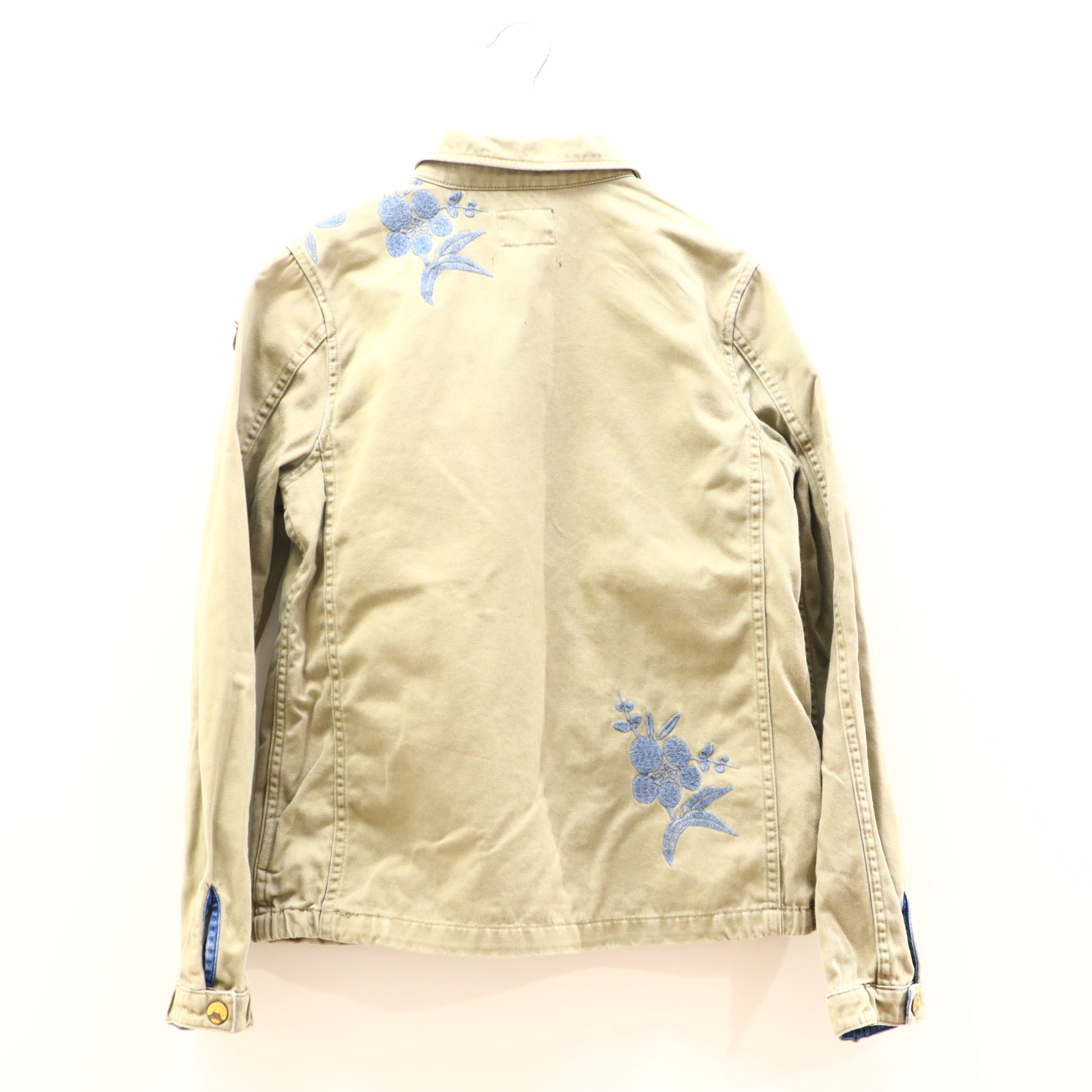 Jacke SCOTCH & SODA Jeansjacke 164 oliv Blumen/Stickerrei Denim