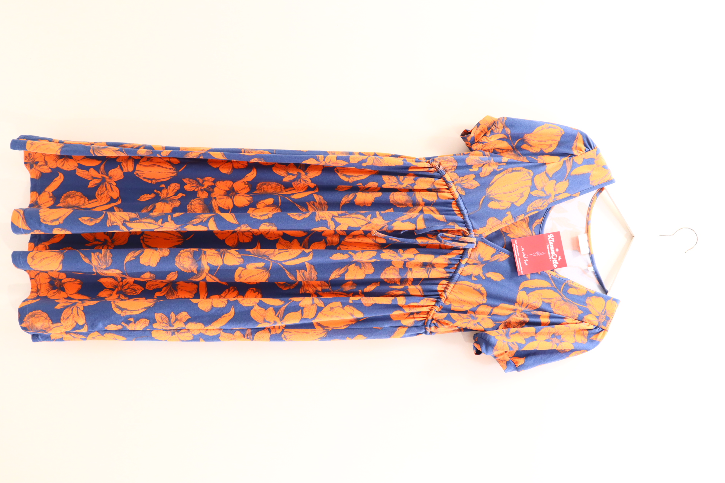 Kleider & Röcke mamalicious Jerseykleid/Stillkleid S/36 blau/orange Alloverprint/Blumen Elasthan/Polyester