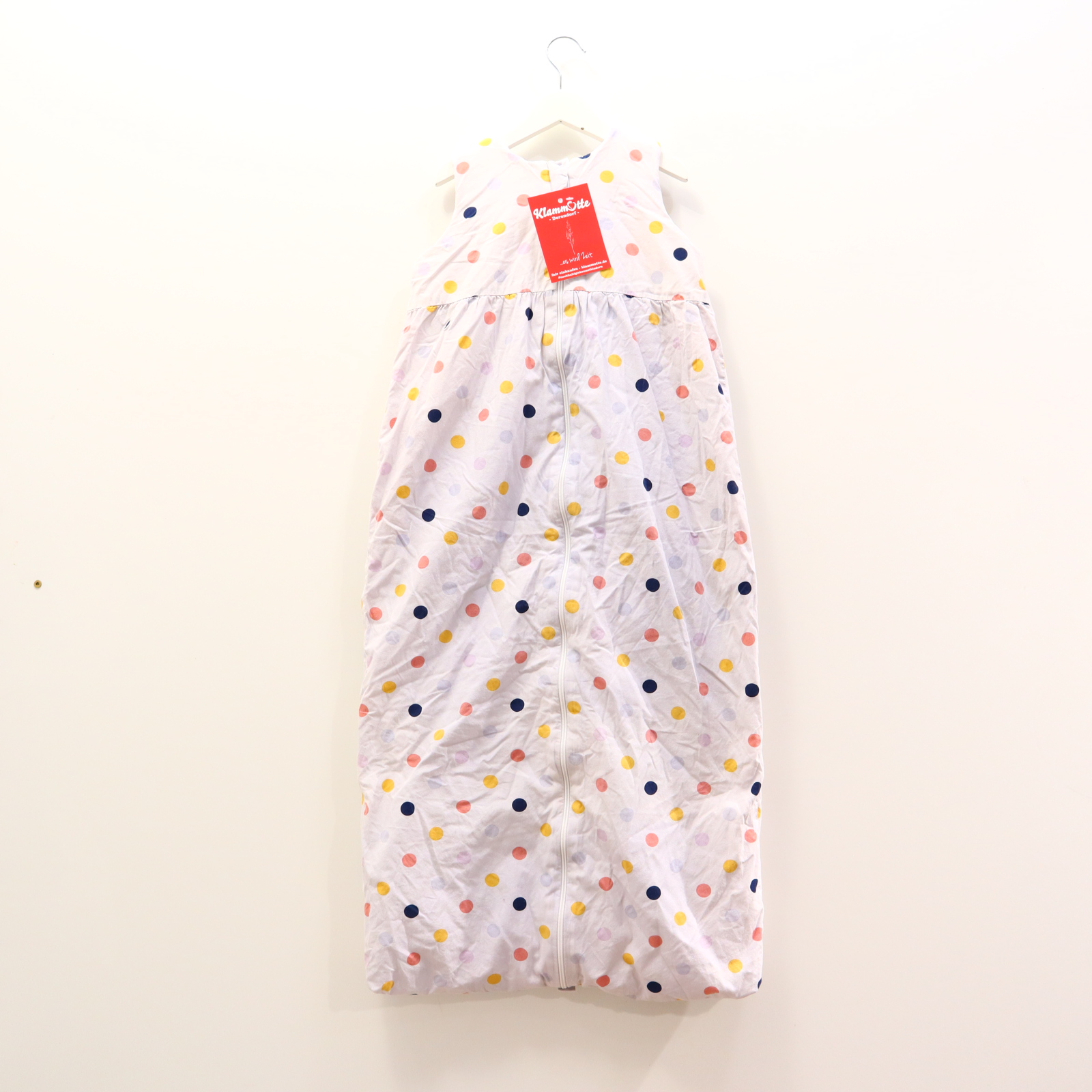 Schlafsack dm 110 cm bunt/weiß Punkte Bio-Baumwolle ganzjährig/2.0 TOG/Übergang recycelter Polyester