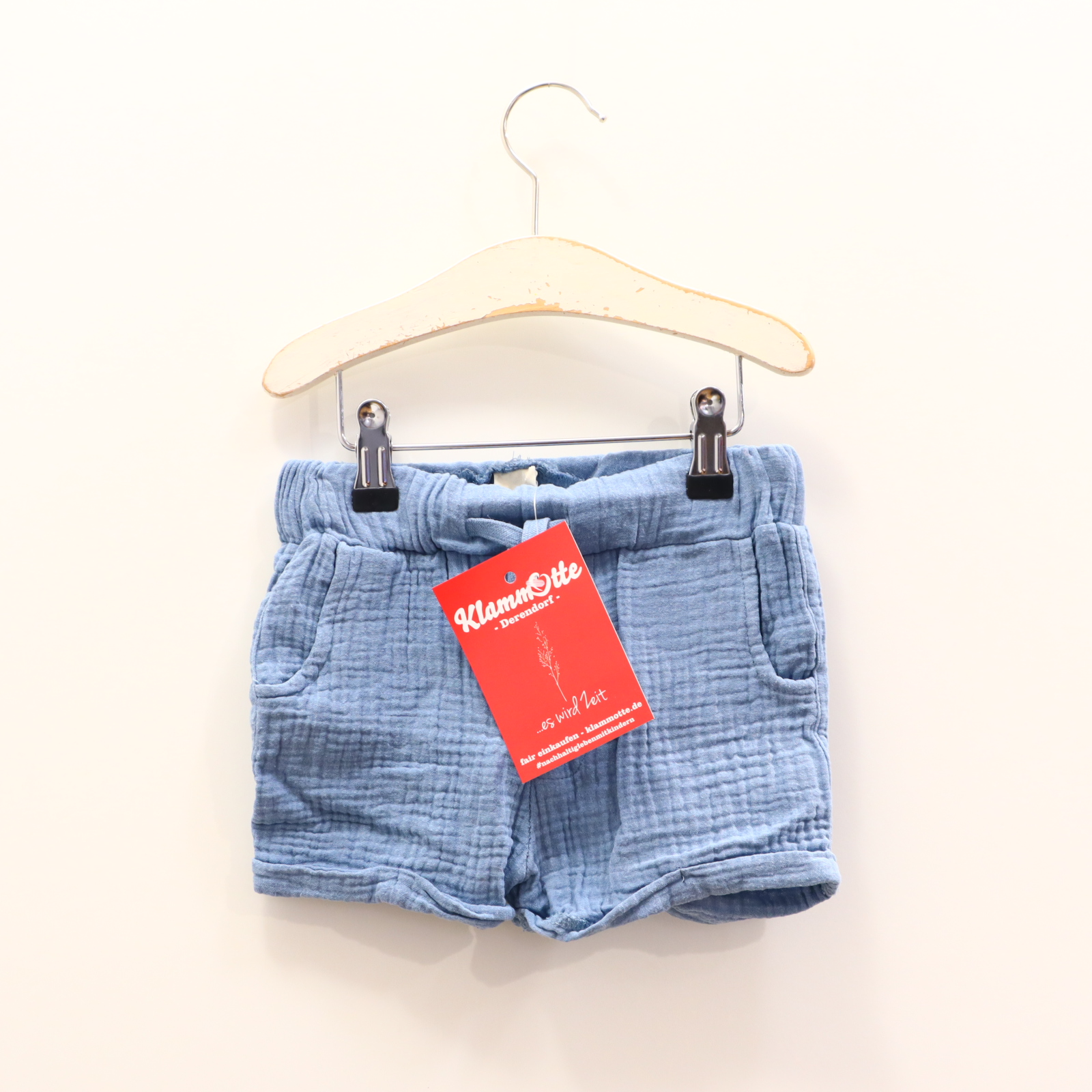 Hose ALANA Short 104 blau Biobaumwolle/Musselin Gummibandzug/Kordelzug