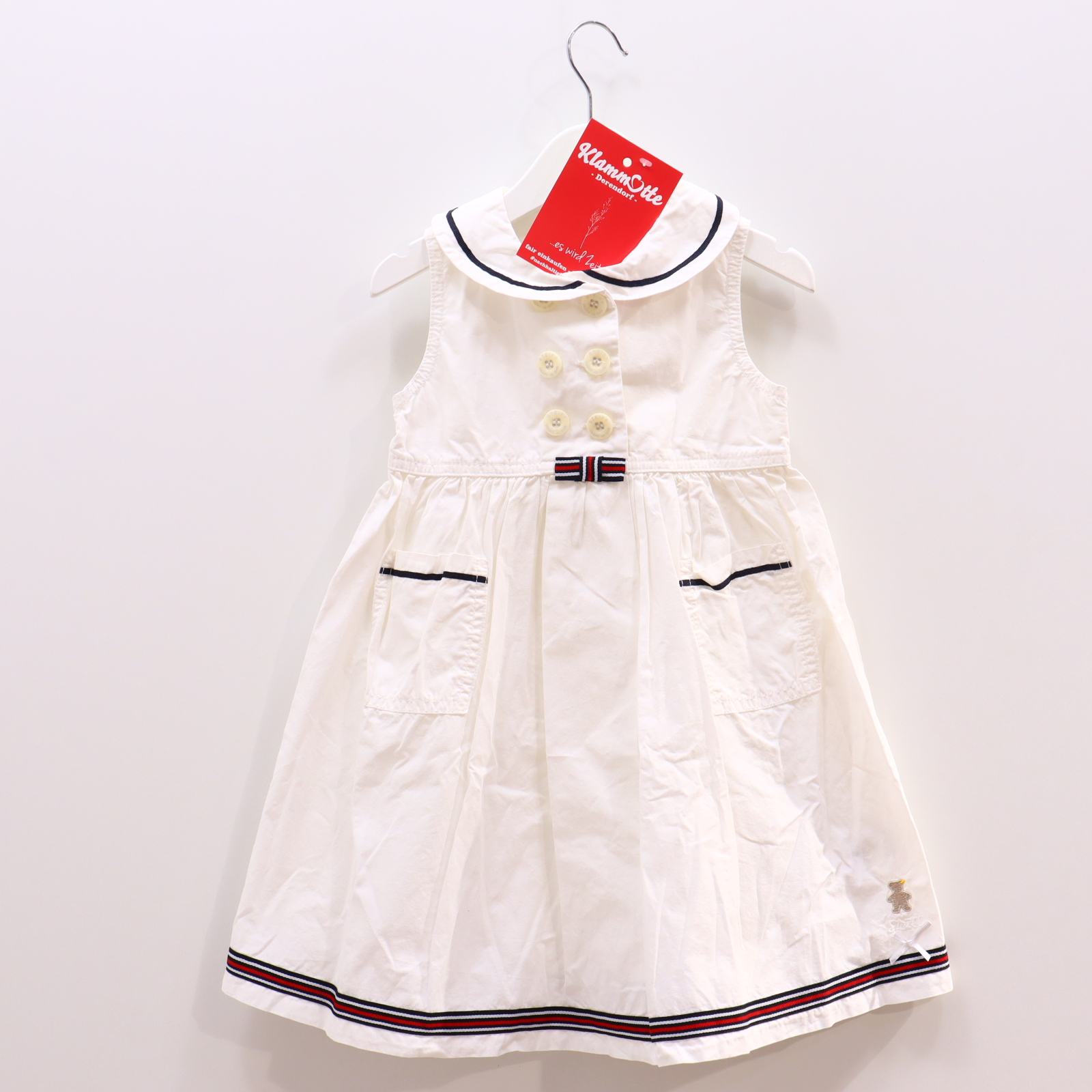 Kleider & Röcke Steiff Baumwollkleid 92 weiß Logo/Schleife/Stickerei Baumwolle Reißverschluß/Knopfleiste