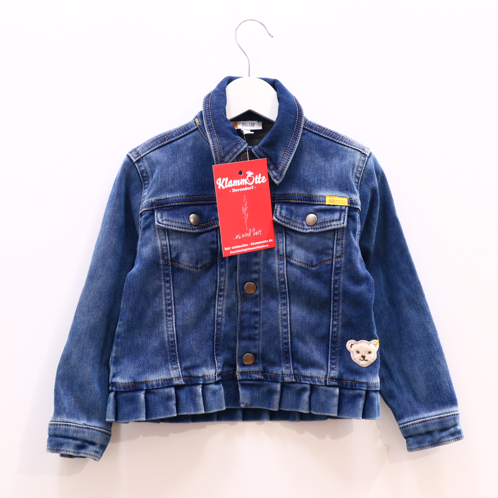 Jacke Steiff Jeansjacke 98 blau Applikation/Logo/Volants Denim