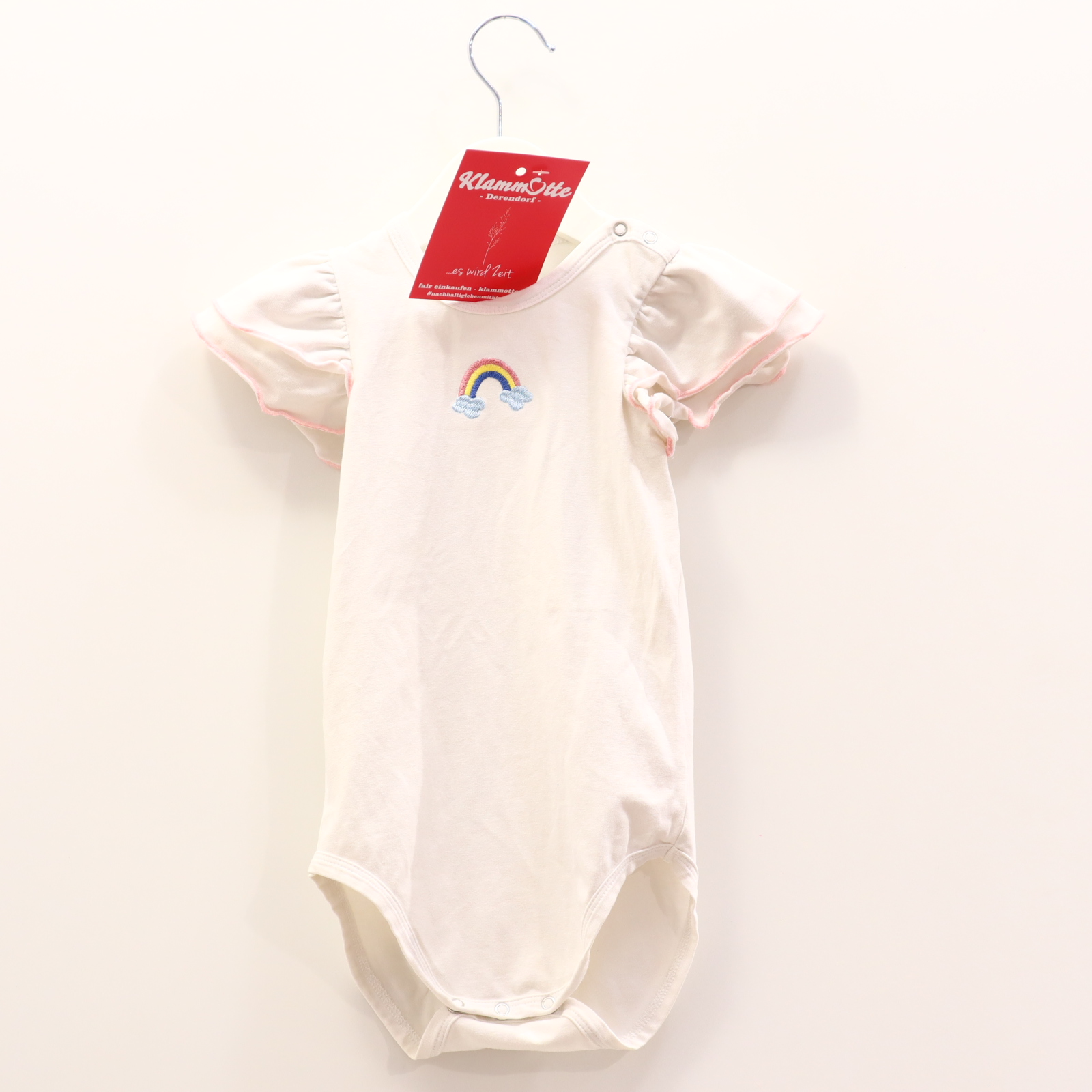 Body GREEN COTTON 86 weiß kurzarm Stickerei/Volants Baumwolle/Elasthan