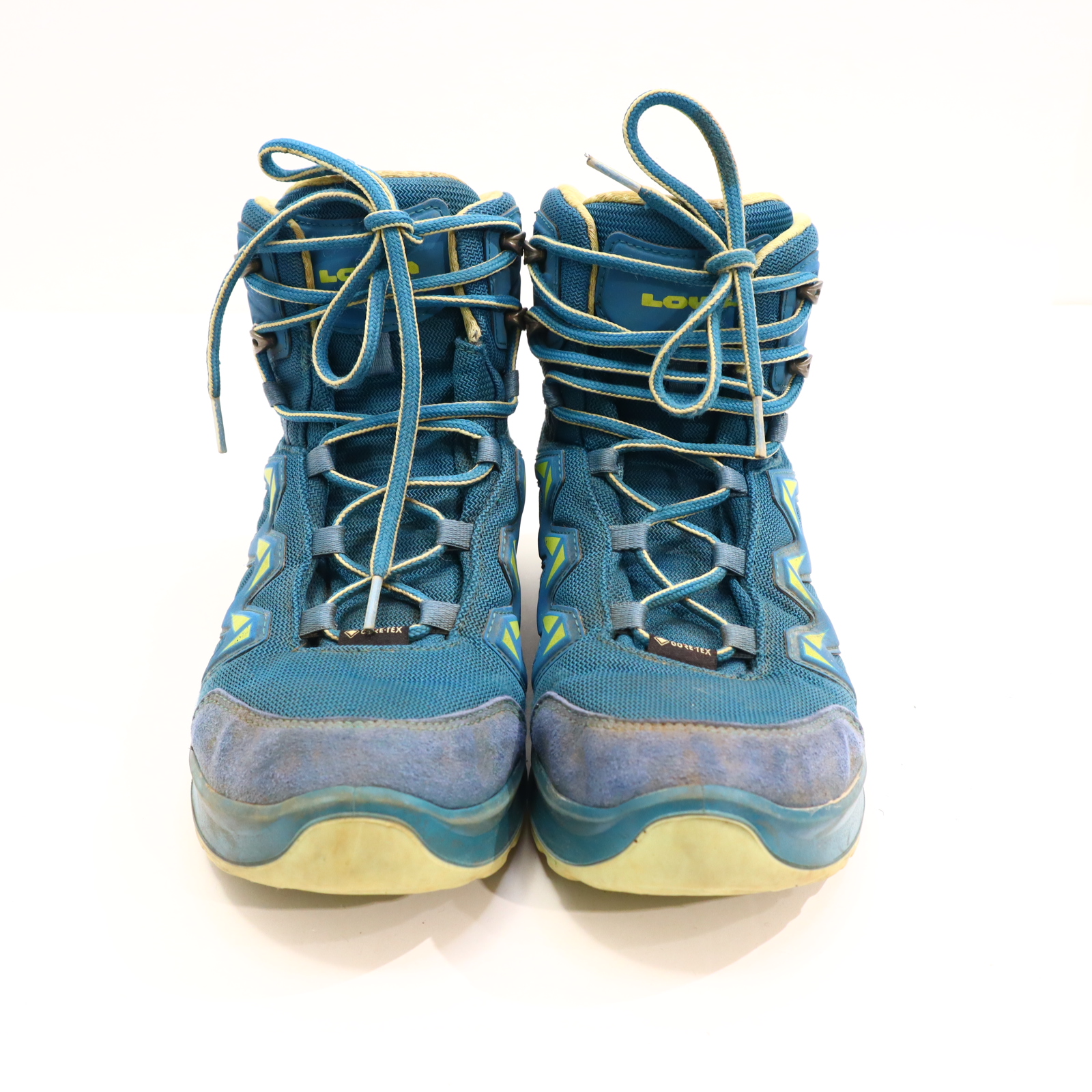Halbschuhe LOWA Mid/Trekking/Wanderschuh 39 grün/petrol GORETEX leichte gleichmäßige Ablaufspuren