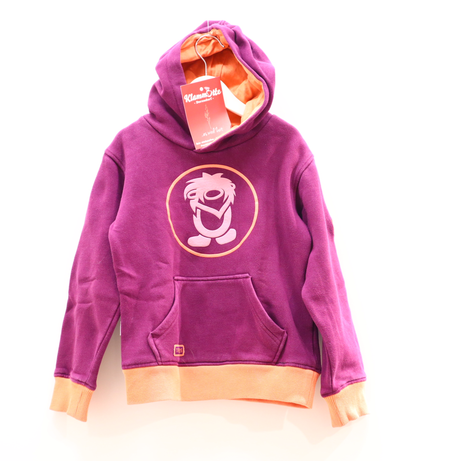 Oberteil TROLLKIDS 128 apricot/bordeaux Logo/Print Kapuzenpulli Baumwolle/Polyester