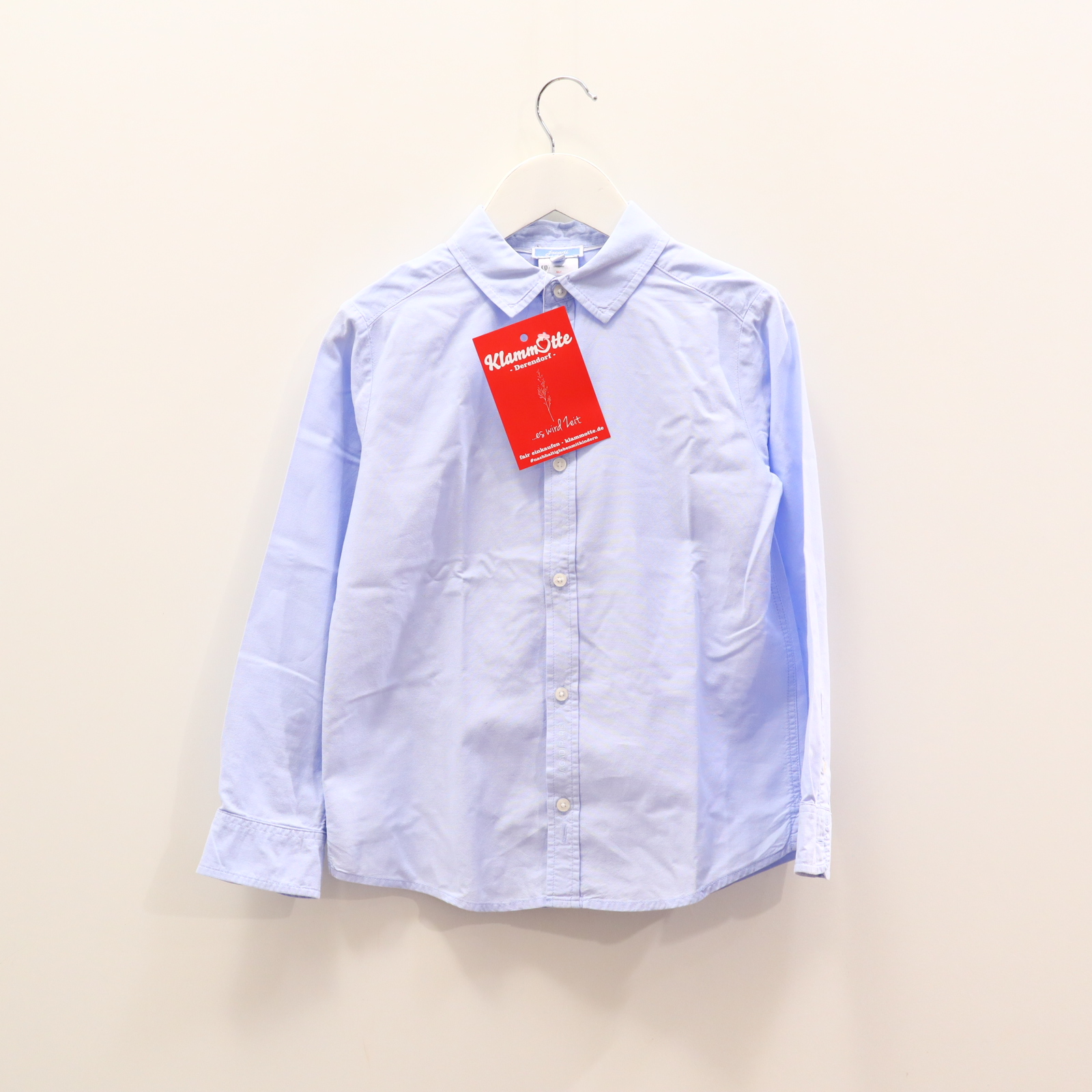 Oberteil jacadi Gr. 122/Gr. 128 Hemd/langarm hellblau Baumwolle