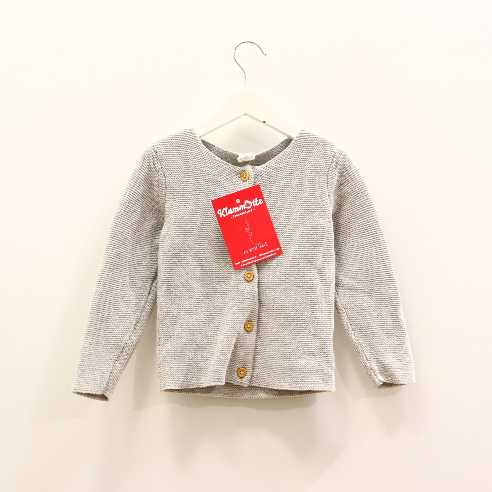 Oberteil H&M 104 grau Grobstrick Strickjacke Baumwolle