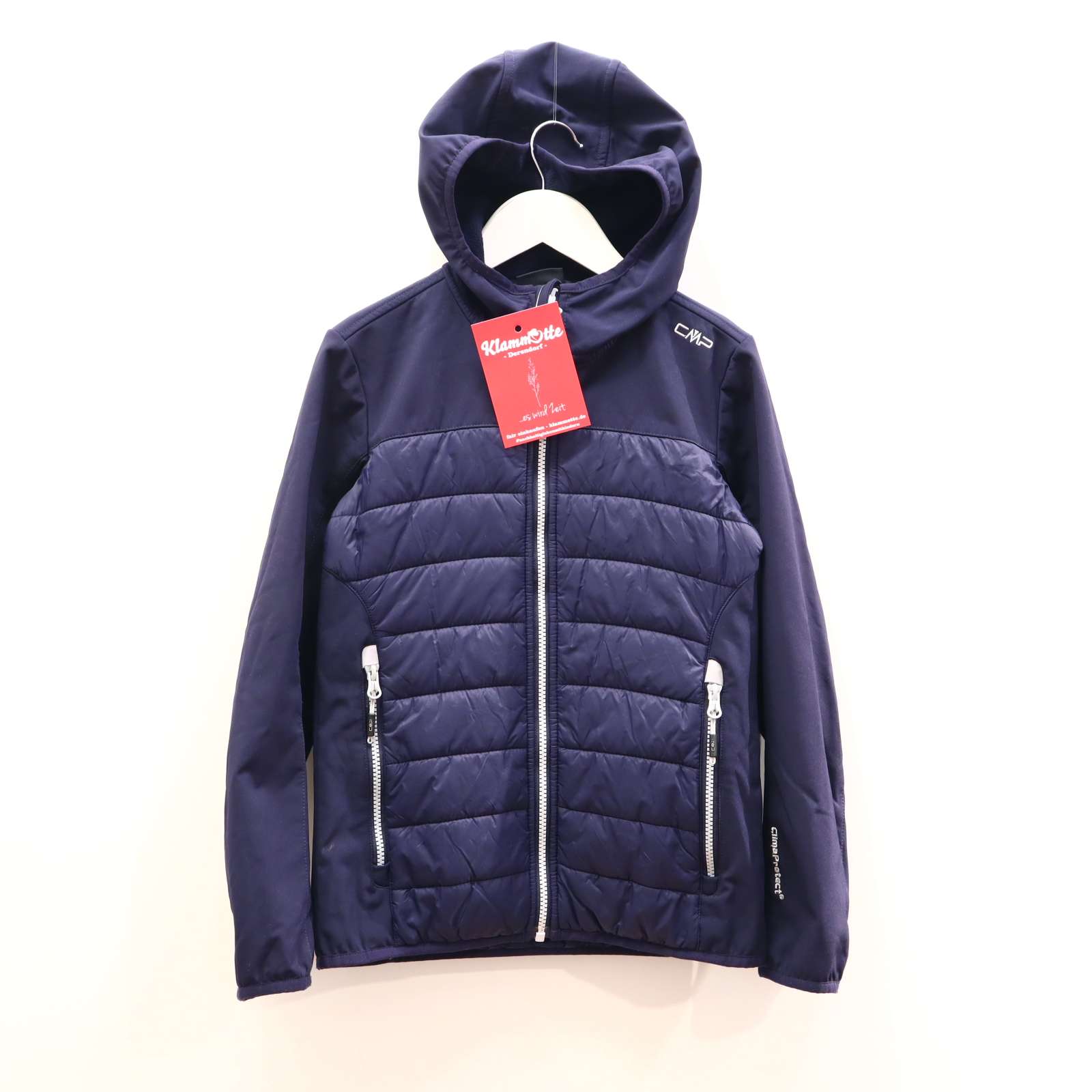 Jacke CMP 152 blau Logo/Stickerei Softshelljacke/Steppjacke ClimaProtect