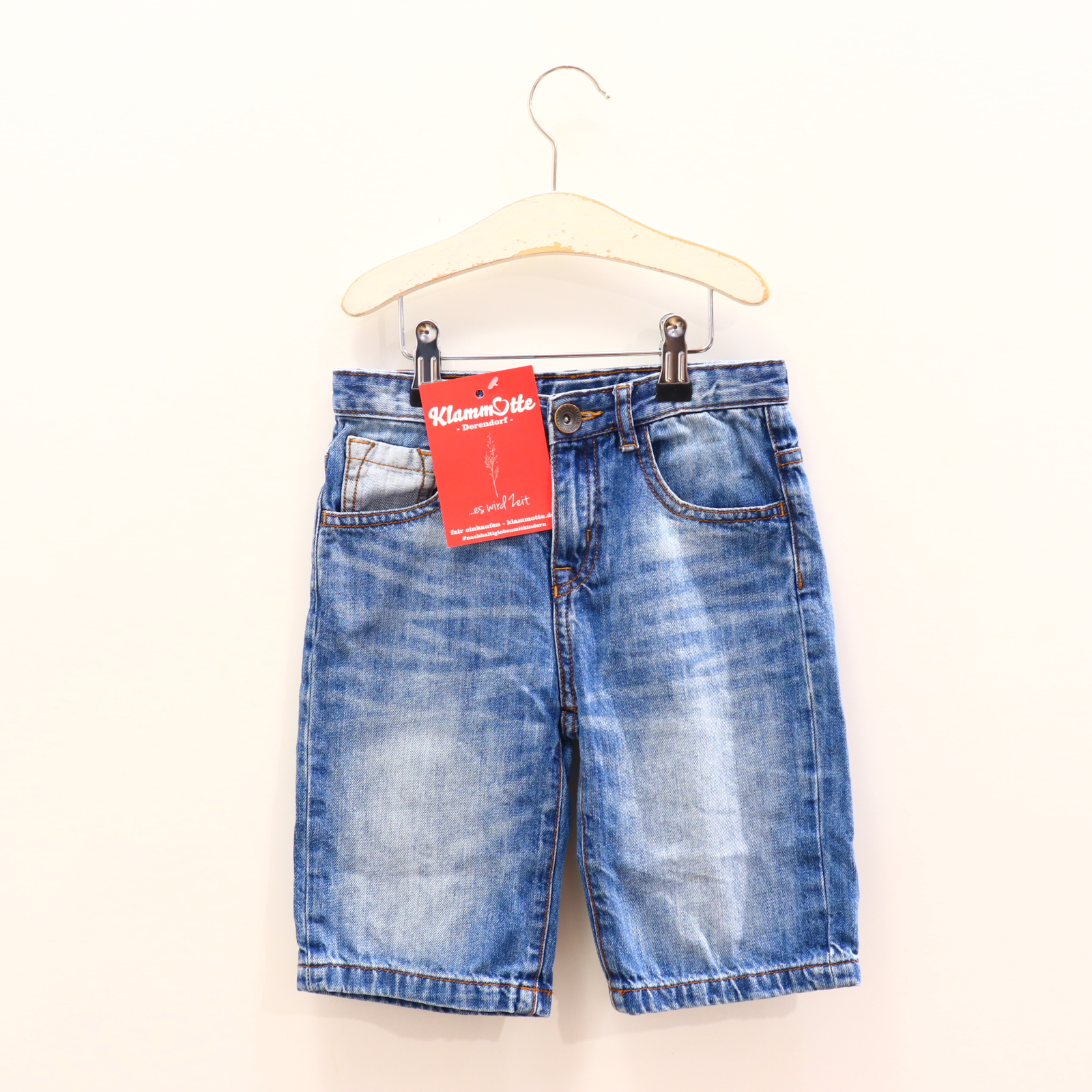 Hose ZARA 122 Jeans/Short blau Knopf/Reißverschluß/verstellb. Bund Denim