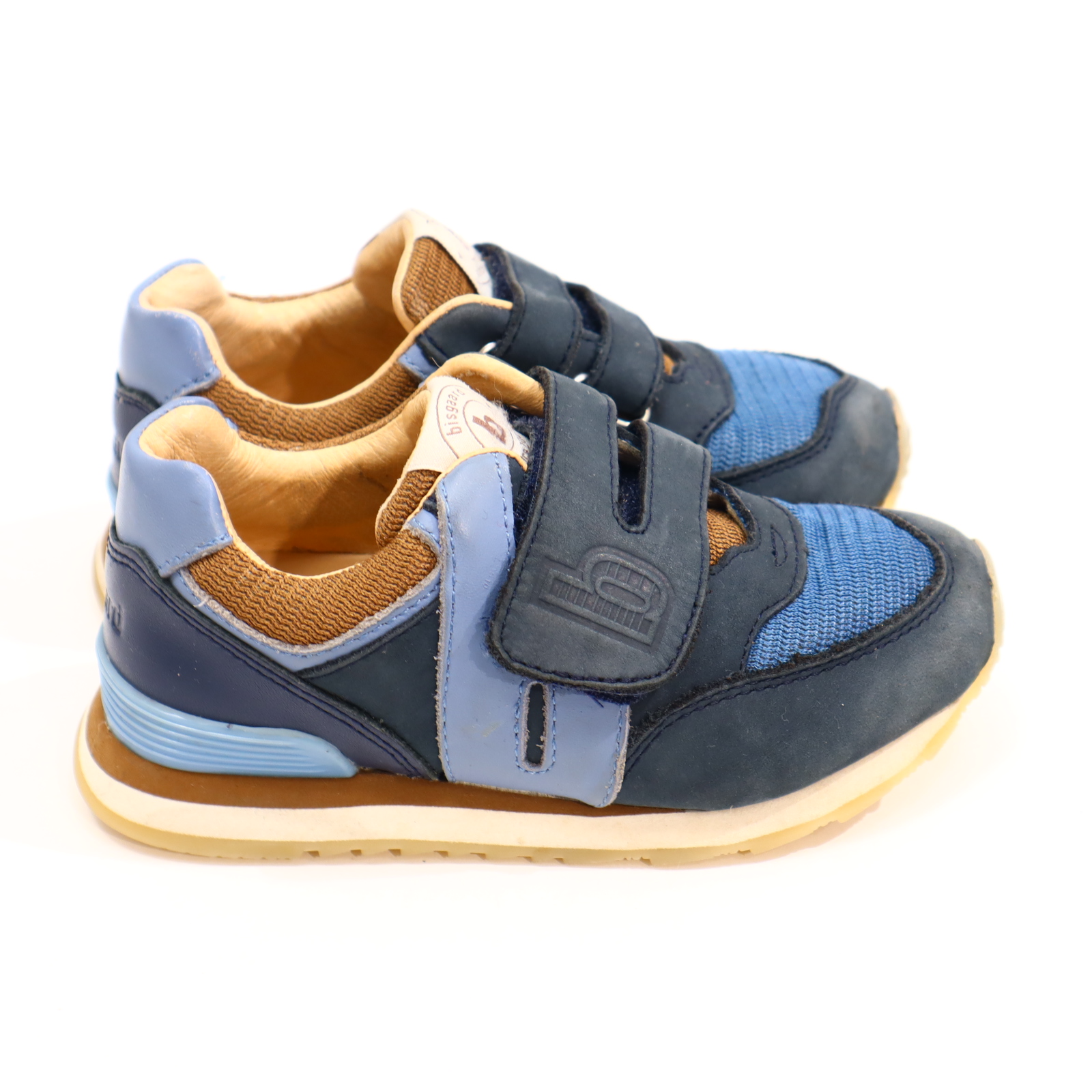 Halbschuhe bisgaard Klett 26 blau/braun Leder/Mesh leichte gleichmäßige Ablaufspuren