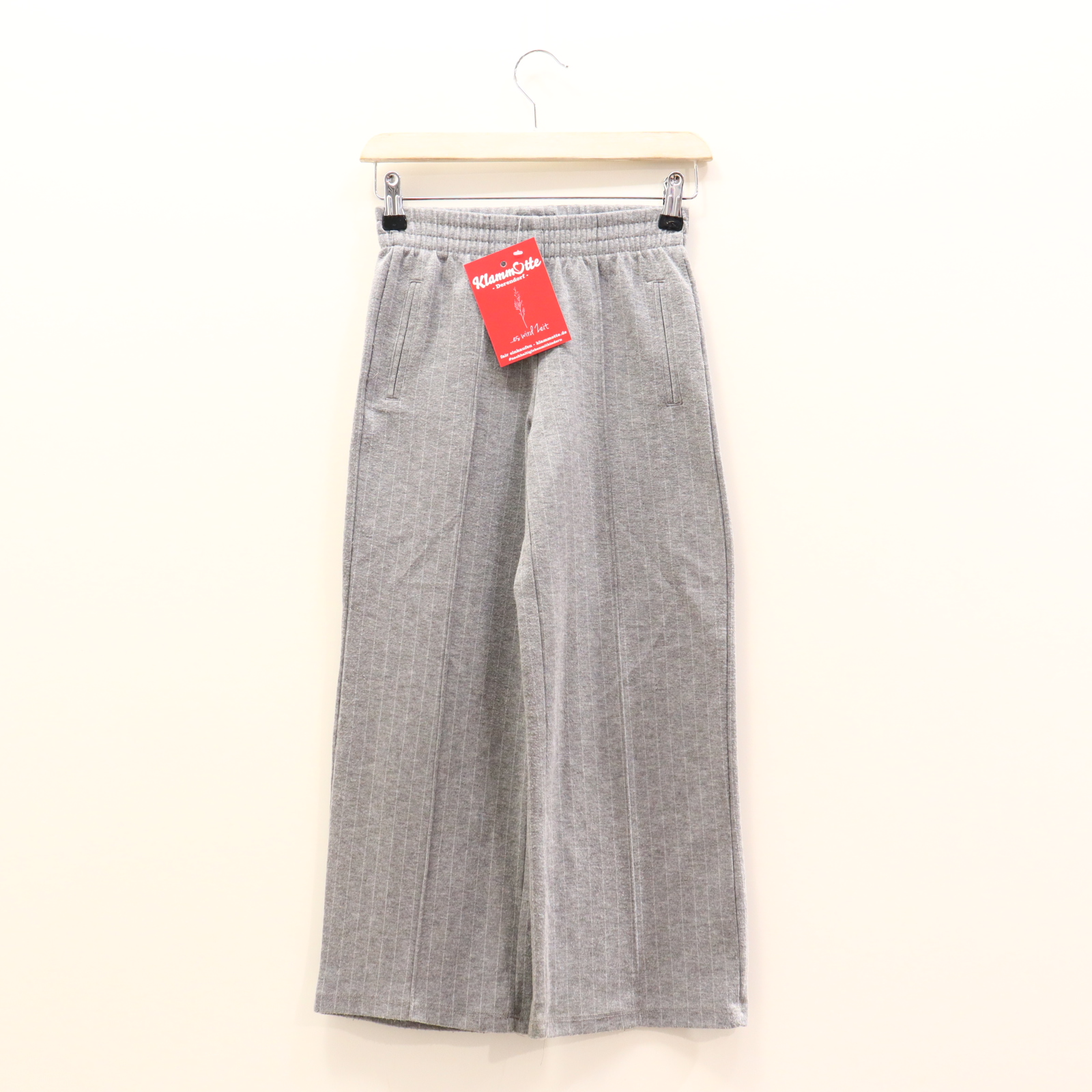 Hose ZARA 128 grau gestreift/melange Elasthan/Polyester/Viskose Gummibandzug Wide Leg