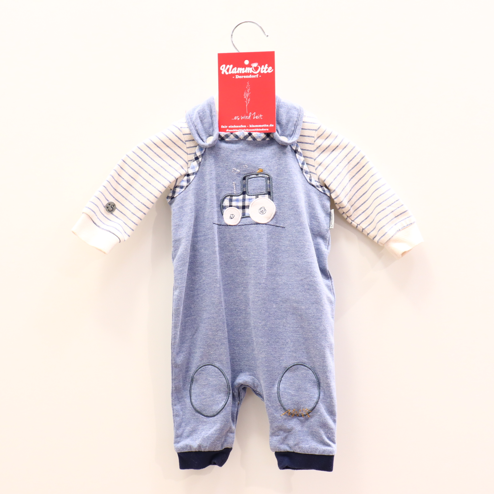 Hosen & Strampler Sterntaler 56 blau/weiß Applikation Einteiler ohne Fuß Baumwolle/Elasthan/Polyester Druckknöpfe im Schritt mit Shirt