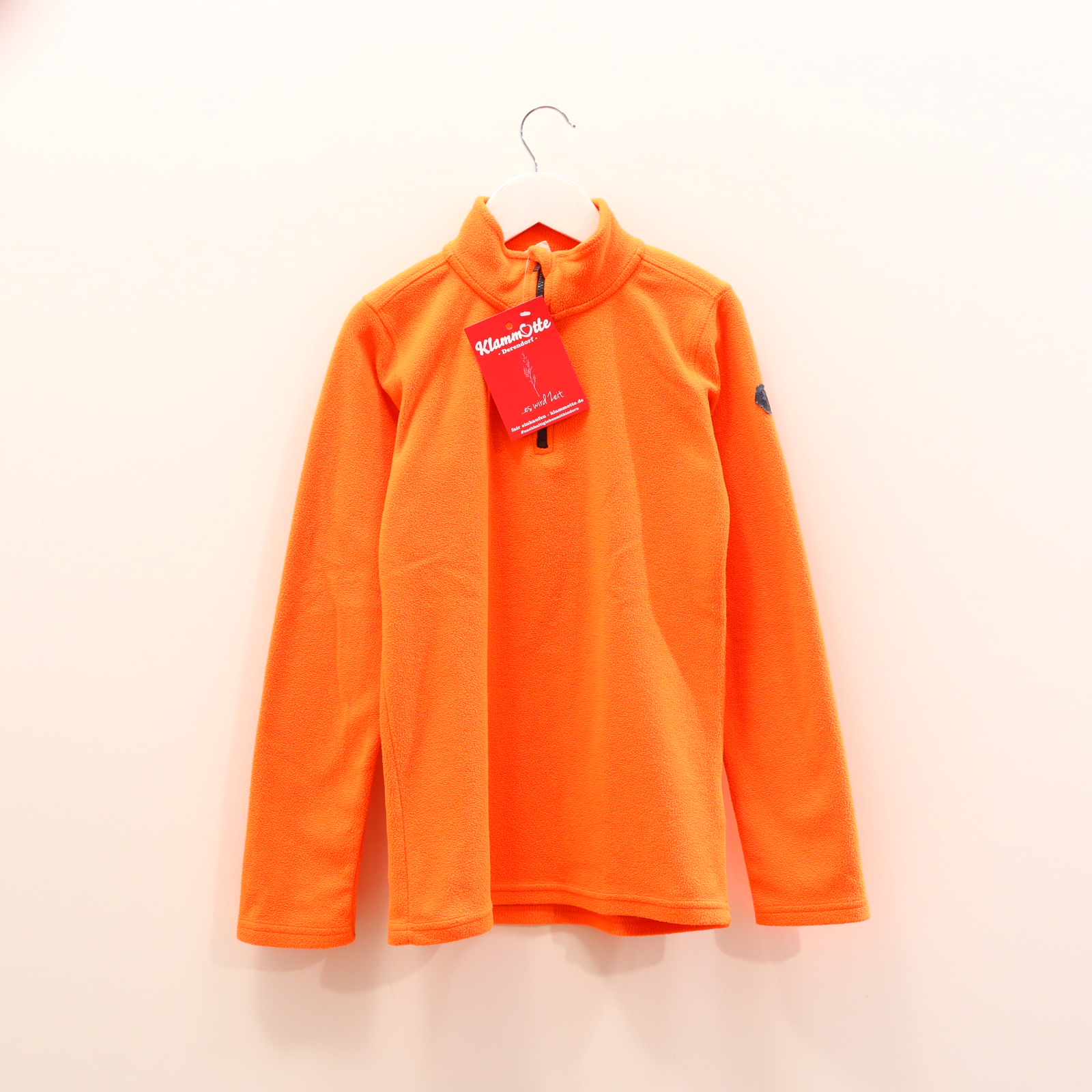 Oberteil HEMA 146/152 orange Fleecepullover/Troyer Polyester Stehkragen