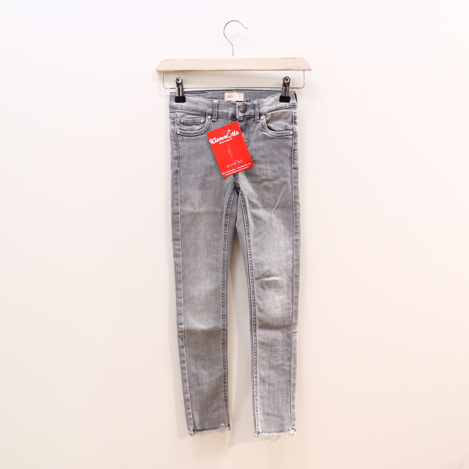 Hose KIDSONLY Jeans 128 grau Denim Reißverschluß/Schiebeknopf/verstellb. Bund Skinny