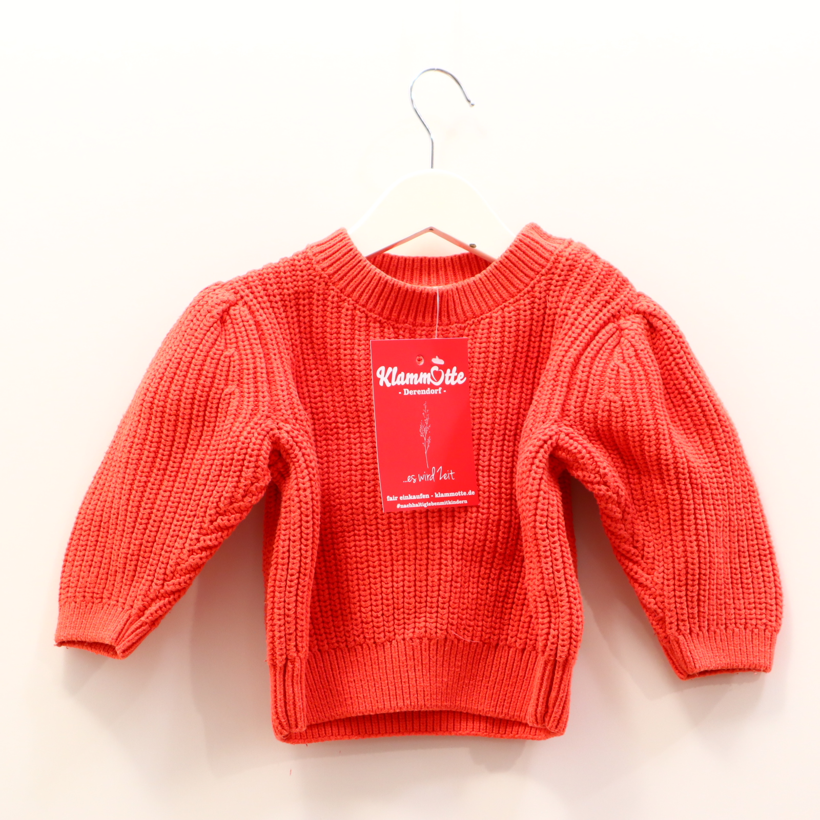Oberteil STAINS & STORIES 80 rot Rippstrick Strickpullover Baumwolle